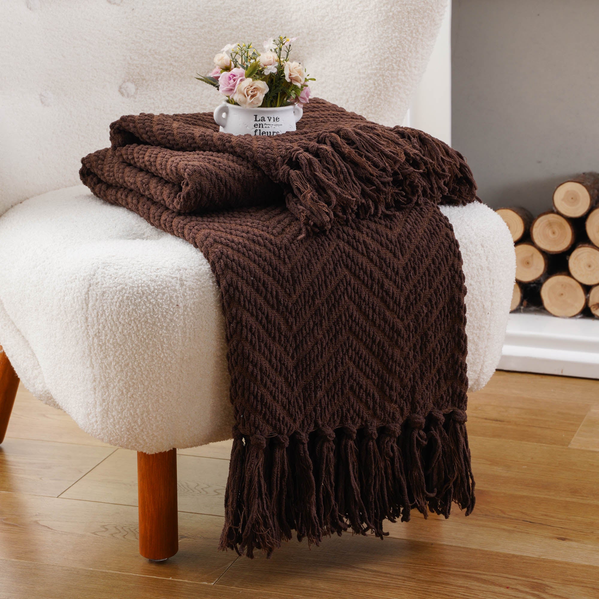 Zig-Zag Chenille Throw Blanket