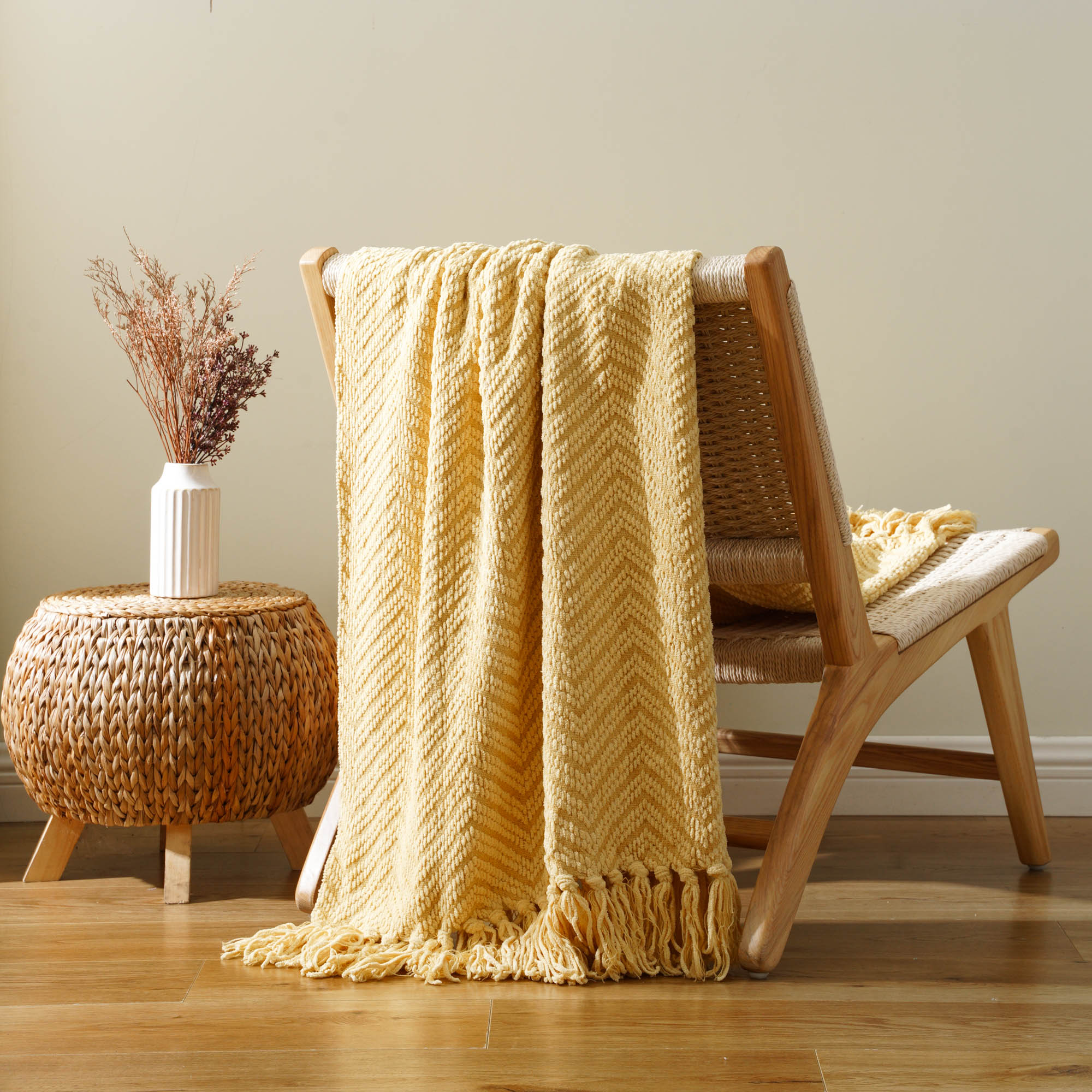 Zig-Zag Chenille Throw Blanket
