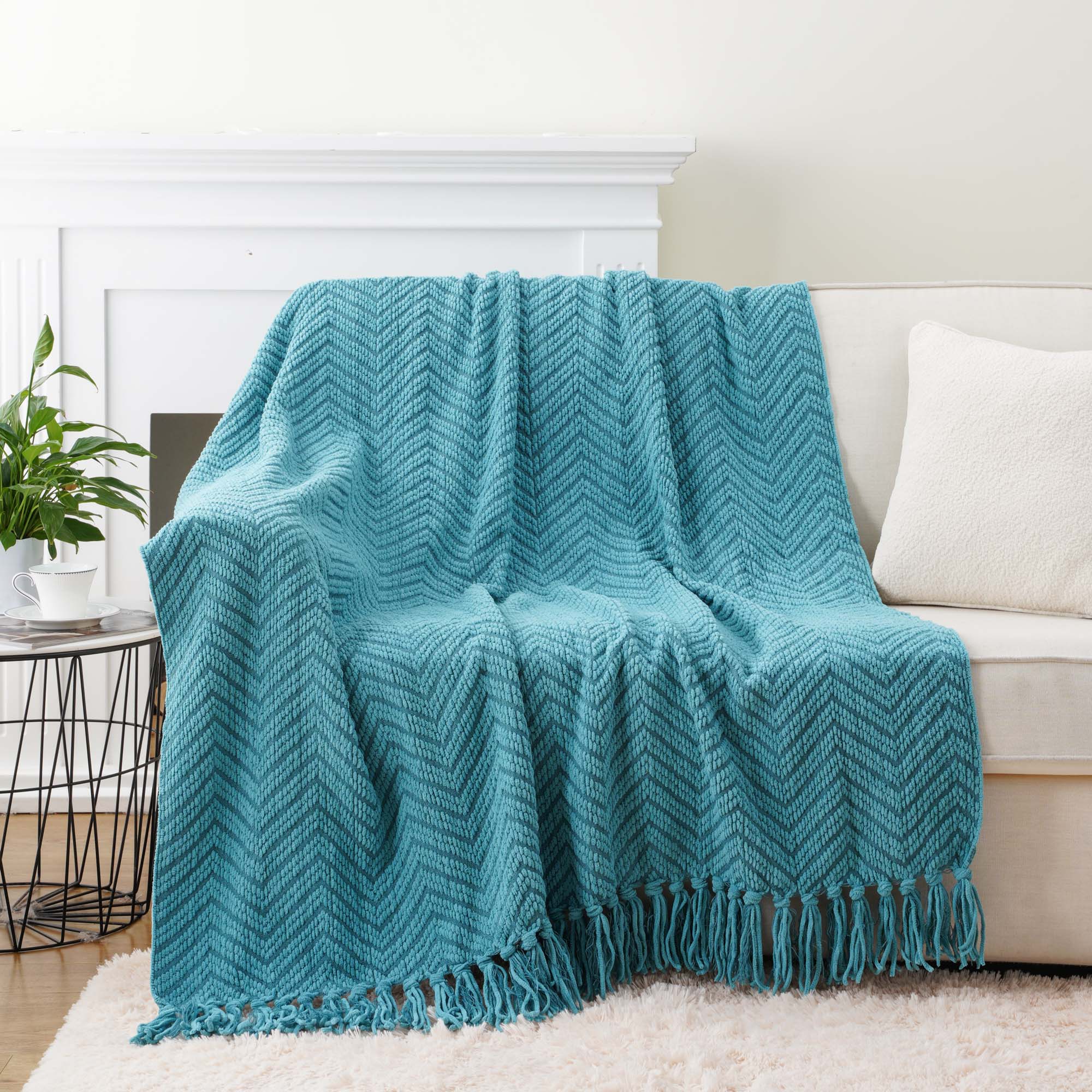 Zig-Zag Chenille Throw Blanket