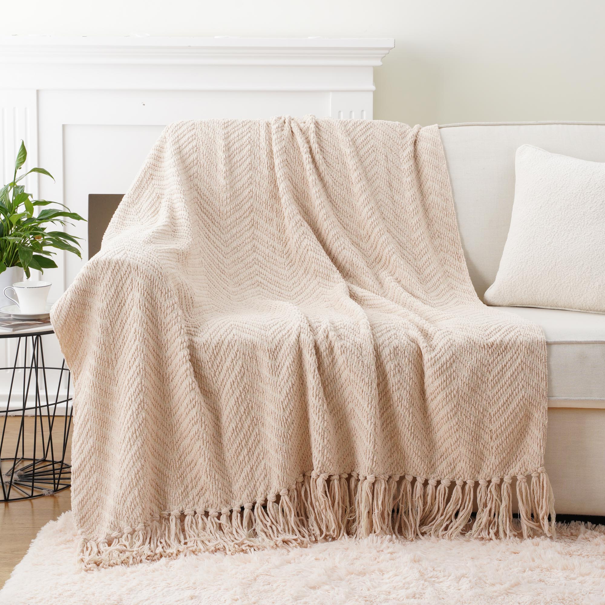 Zig-Zag Chenille Throw Blanket