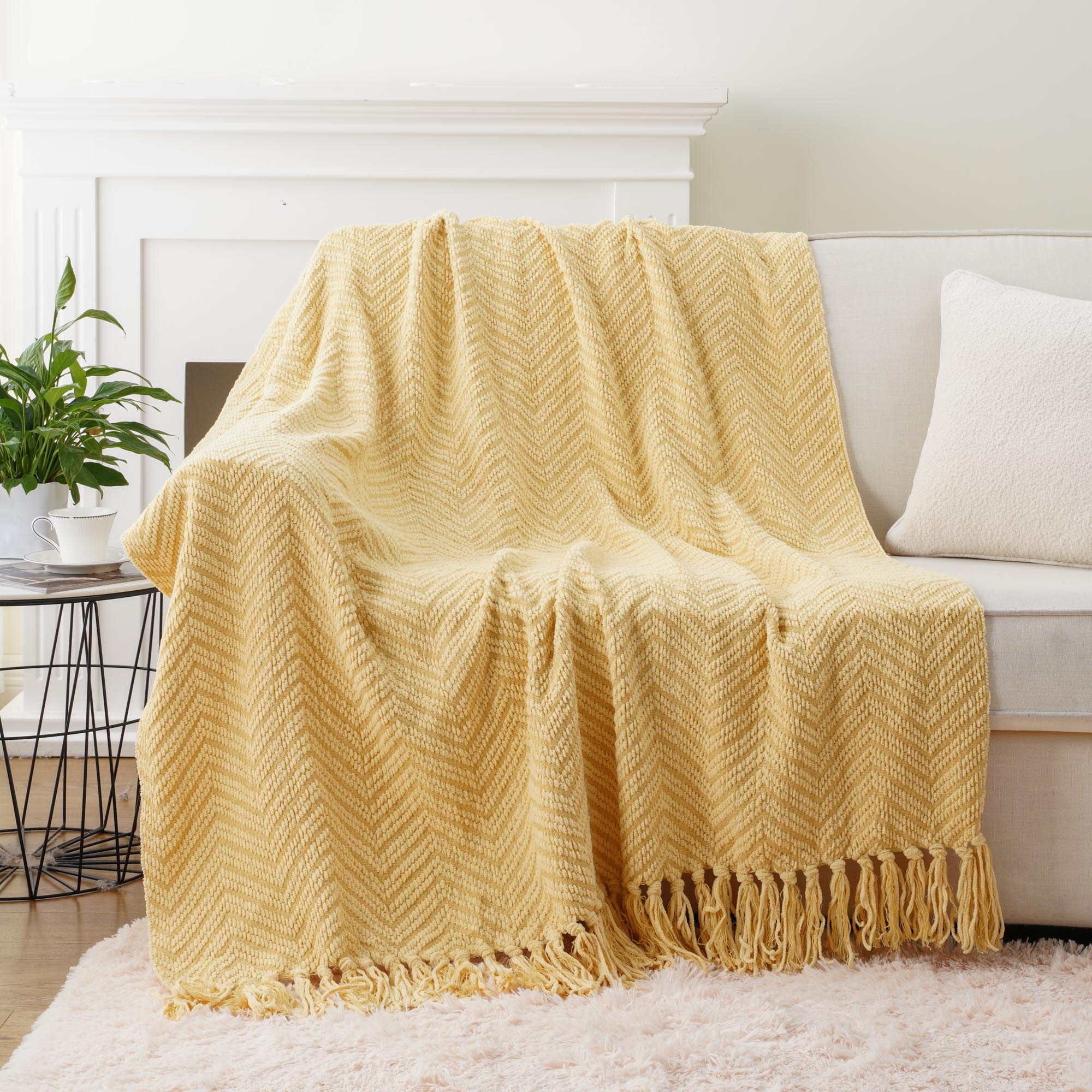 Zig-Zag Chenille Throw Blanket