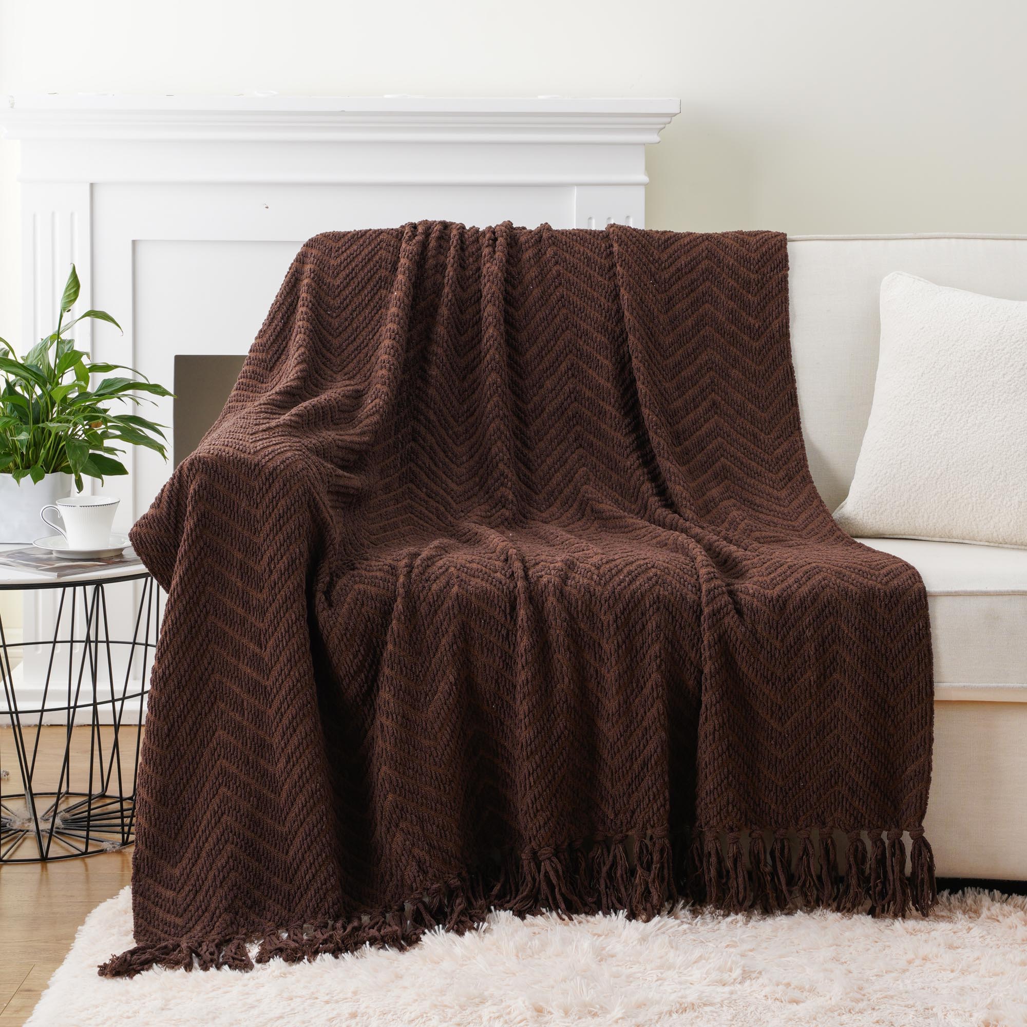 Zig-Zag Chenille Throw Blanket
