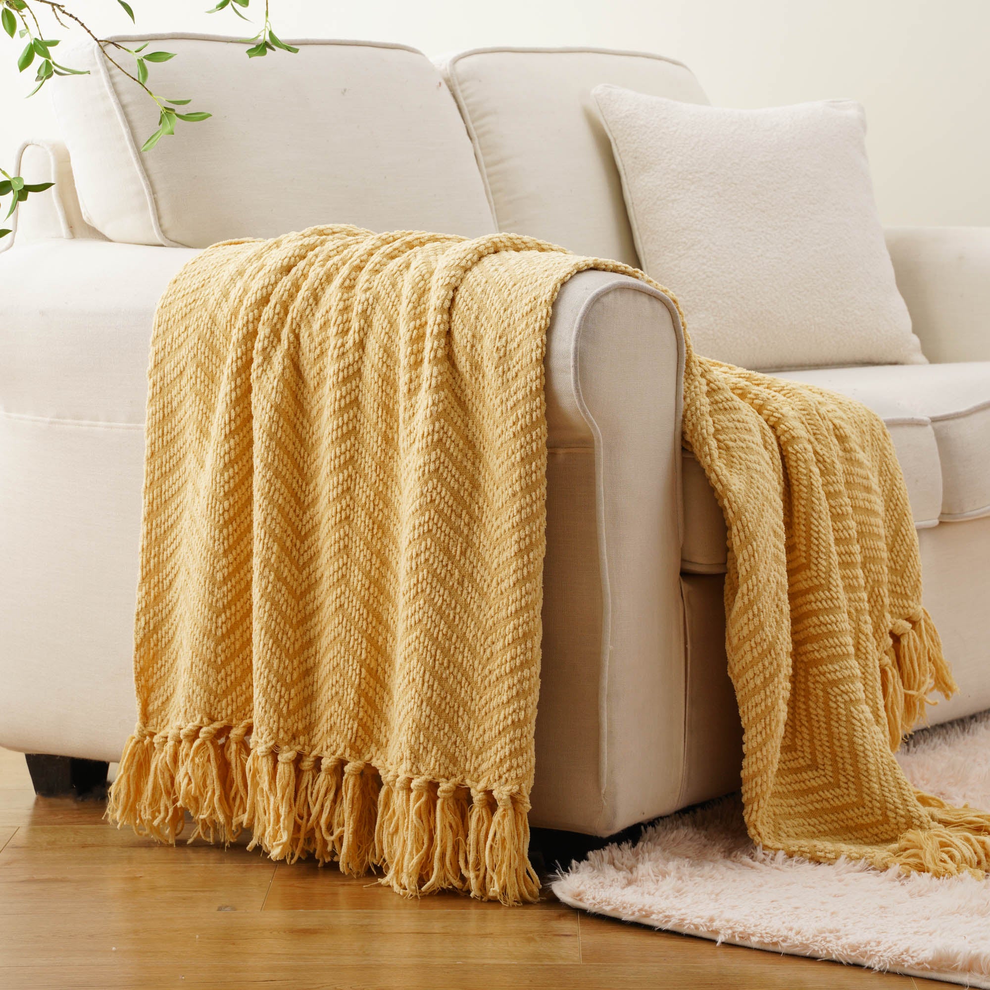 Zig-Zag Chenille Throw Blanket