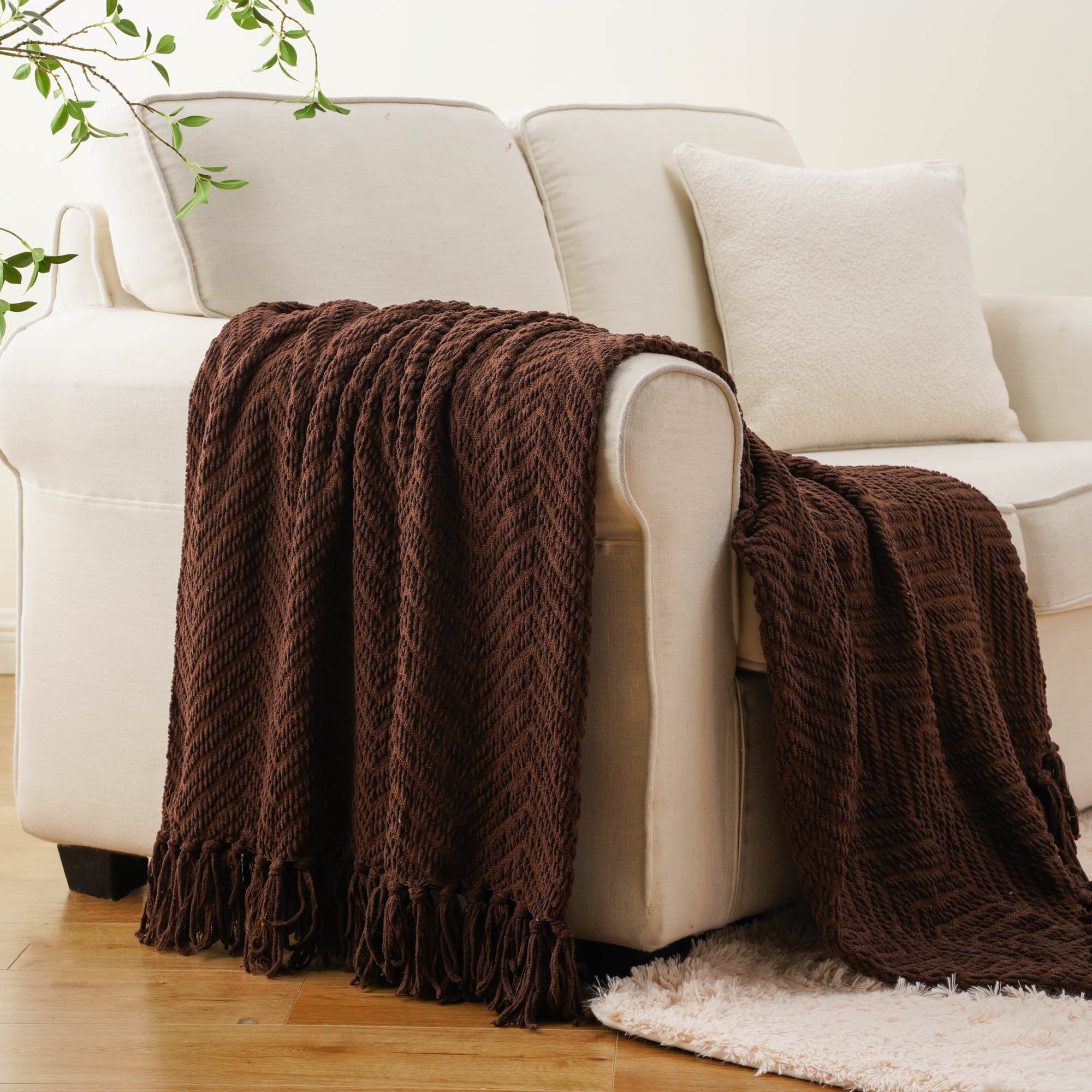 Zig-Zag Chenille Throw Blanket