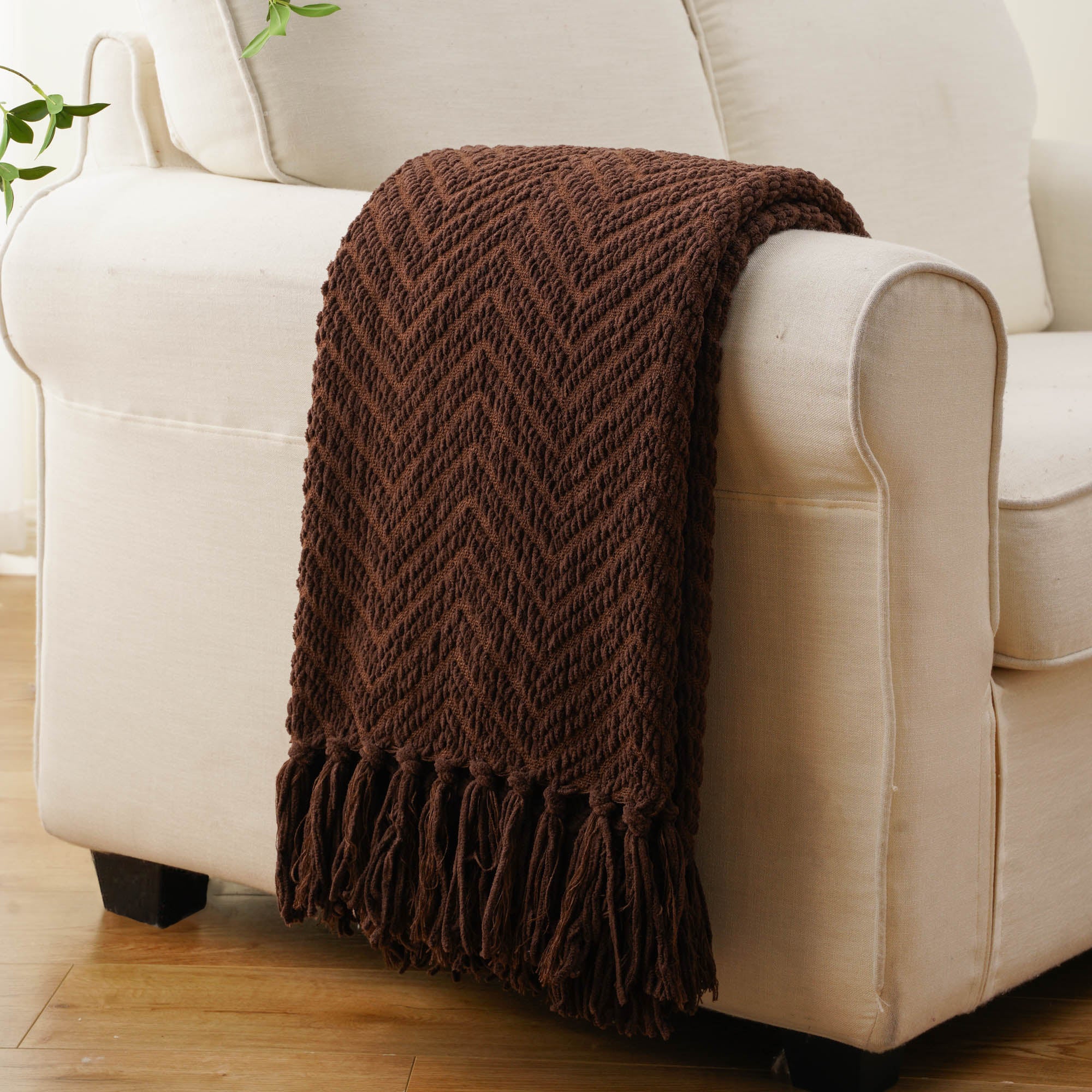 Zig-Zag Chenille Throw Blanket