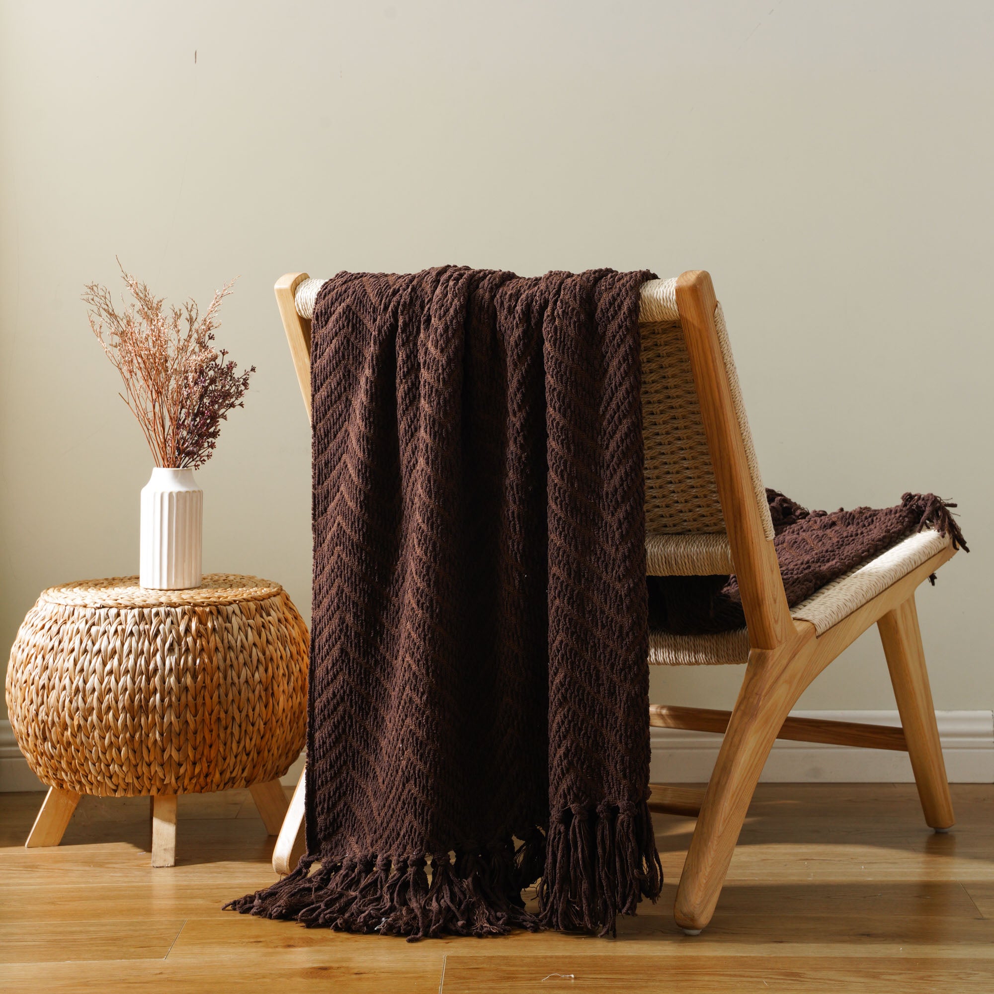 Zig-Zag Chenille Throw Blanket