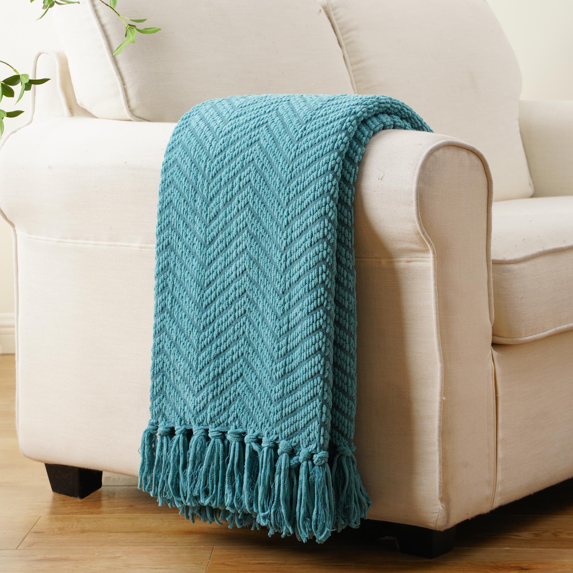 Zig-Zag Chenille Throw Blanket