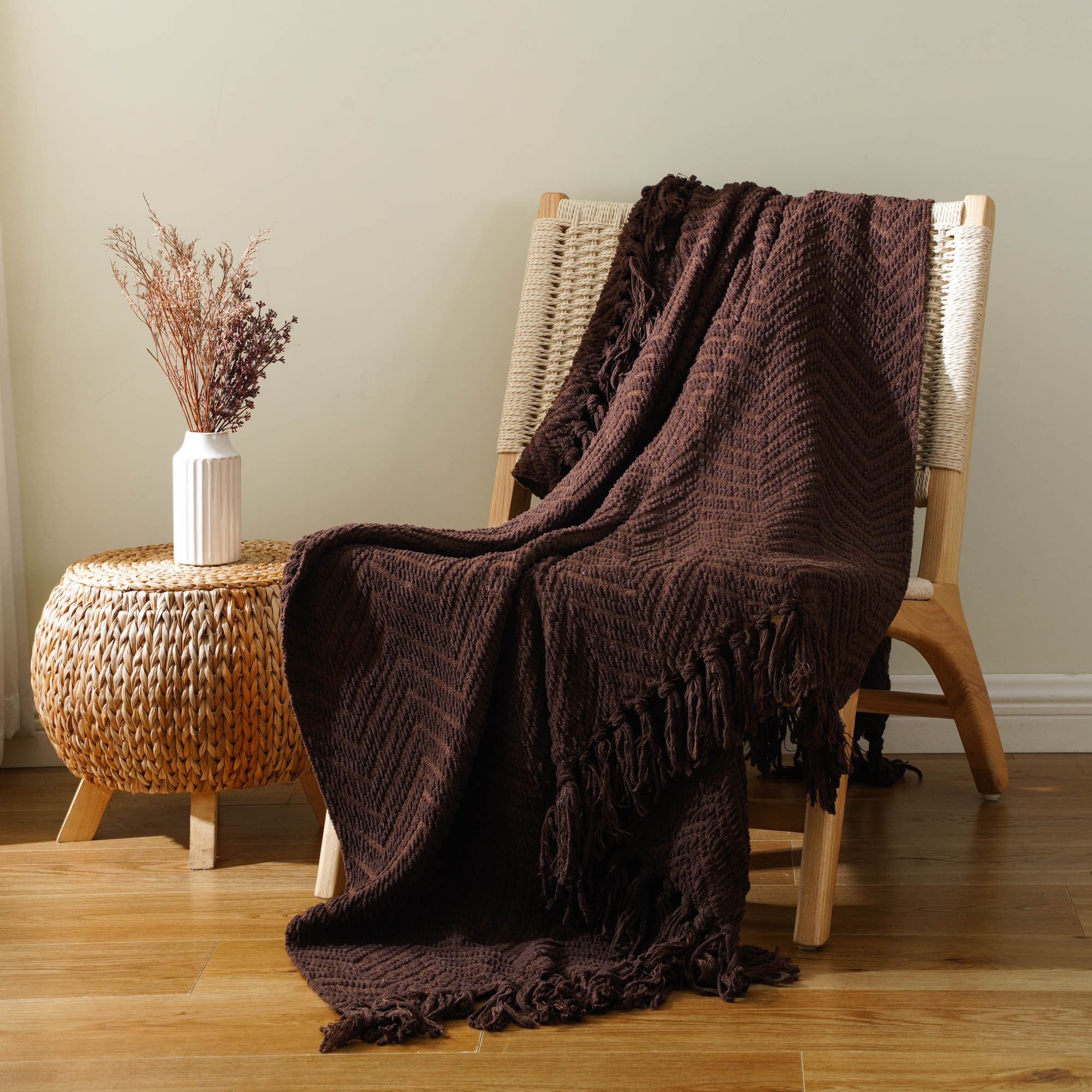 Zig-Zag Chenille Throw Blanket
