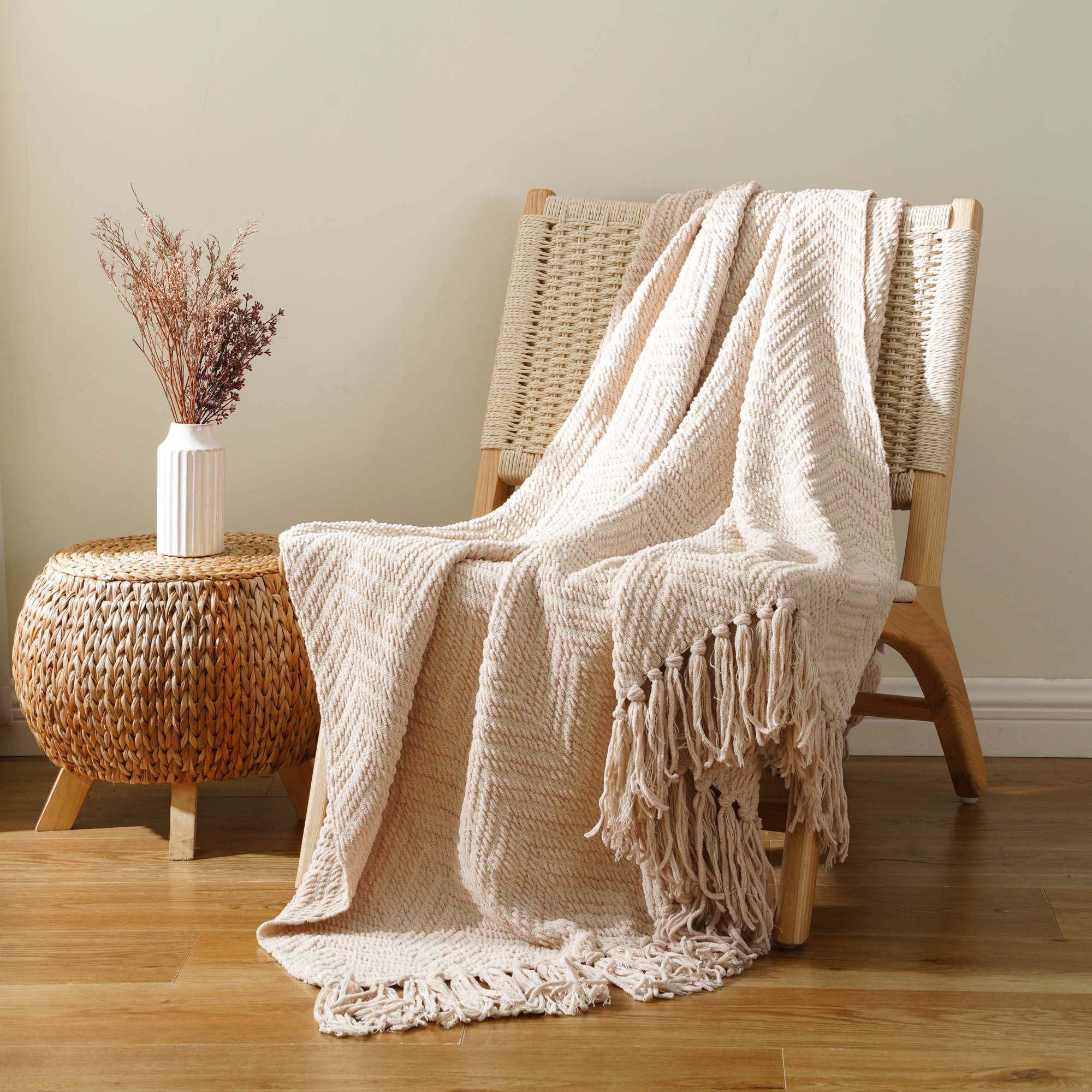 Zig-Zag Chenille Throw Blanket