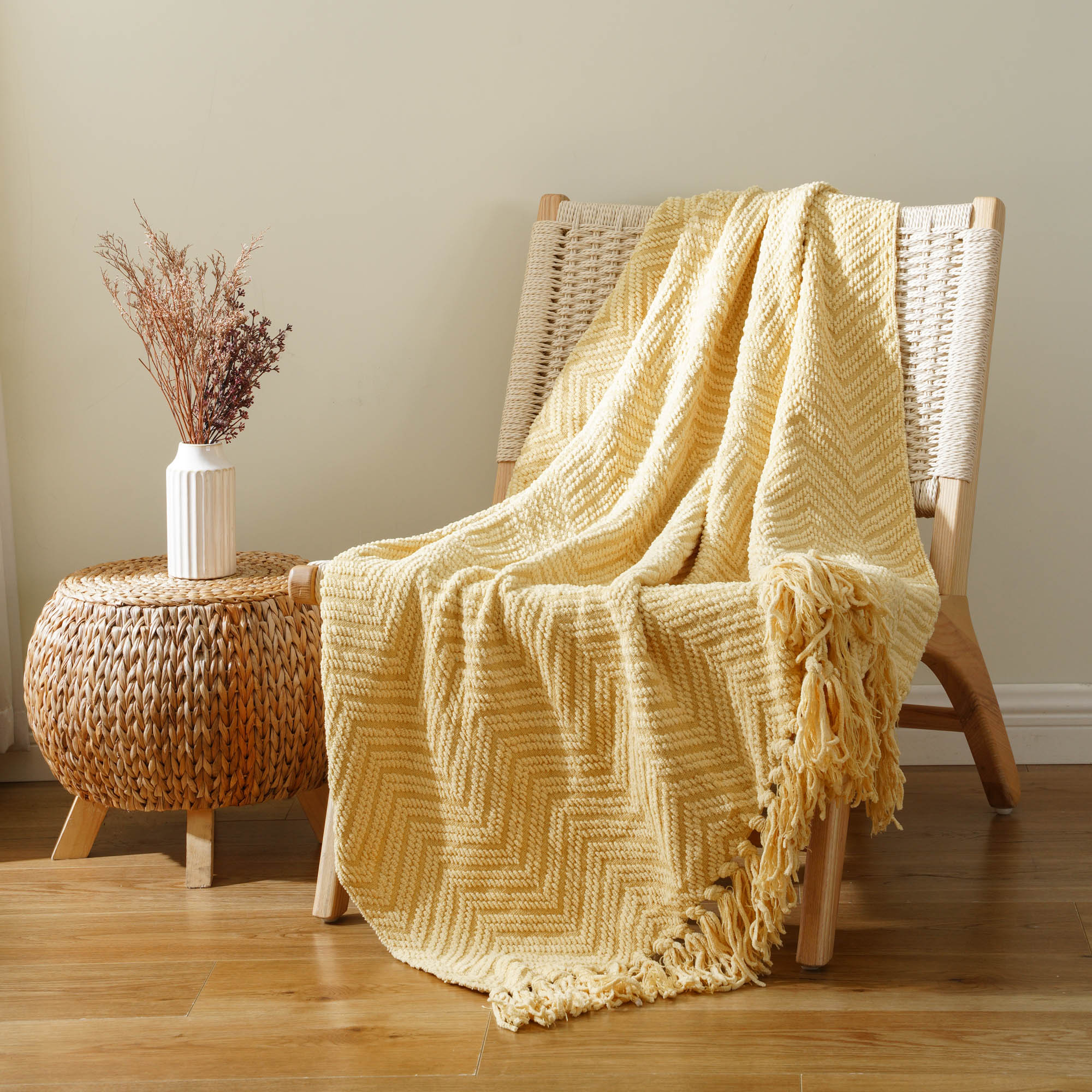 Zig-Zag Chenille Throw Blanket