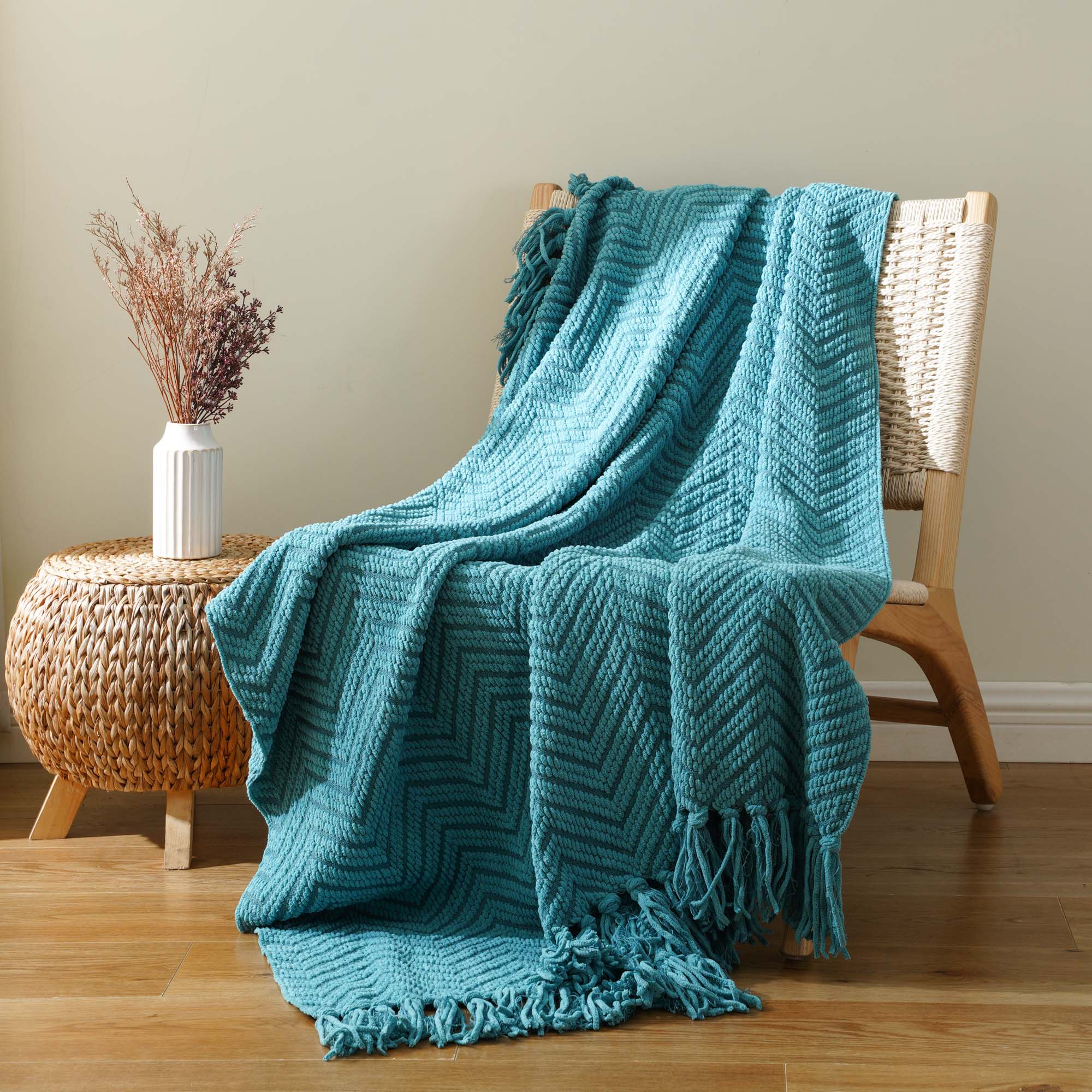 Zig-Zag Chenille Throw Blanket