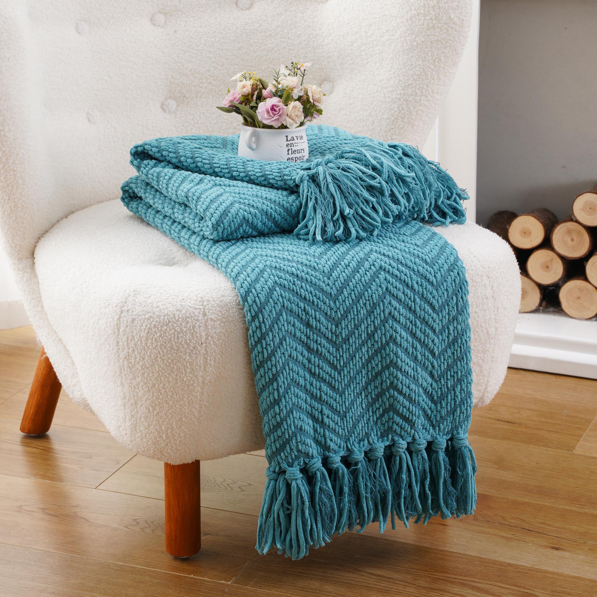 Zig-Zag Chenille Throw Blanket