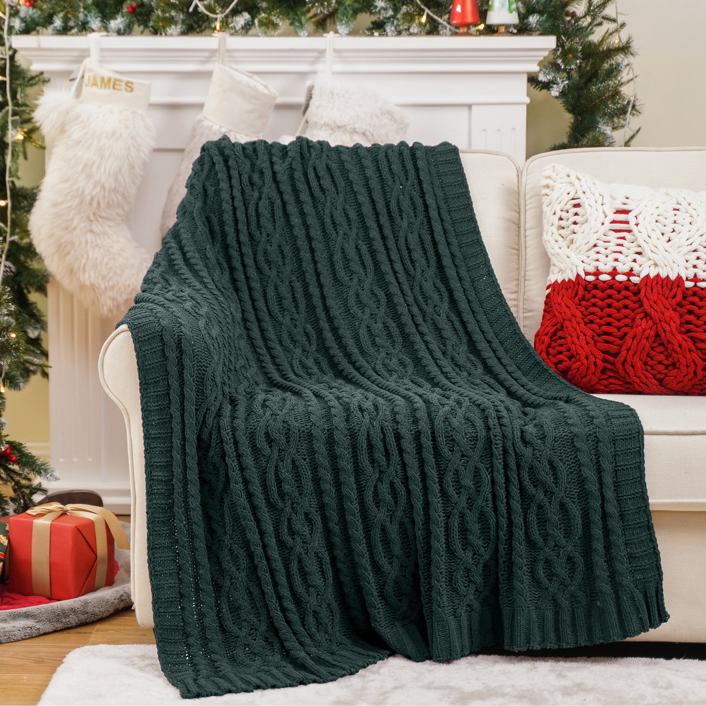 Chenille Cable Knit Throw Blanket