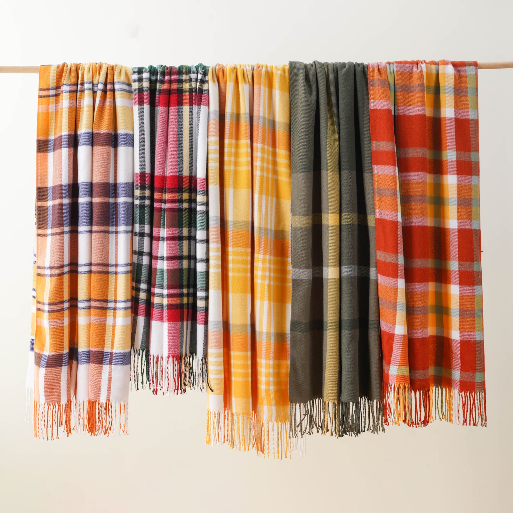 Army-Green Plaid Throw