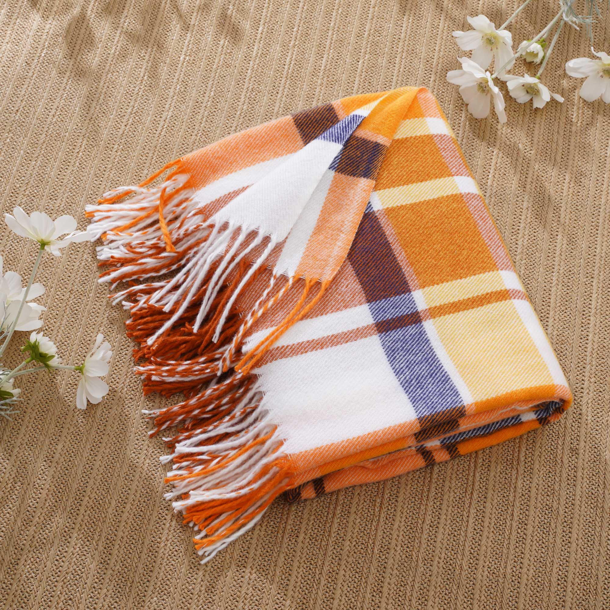 Harvest-Rust Plaid Throw
