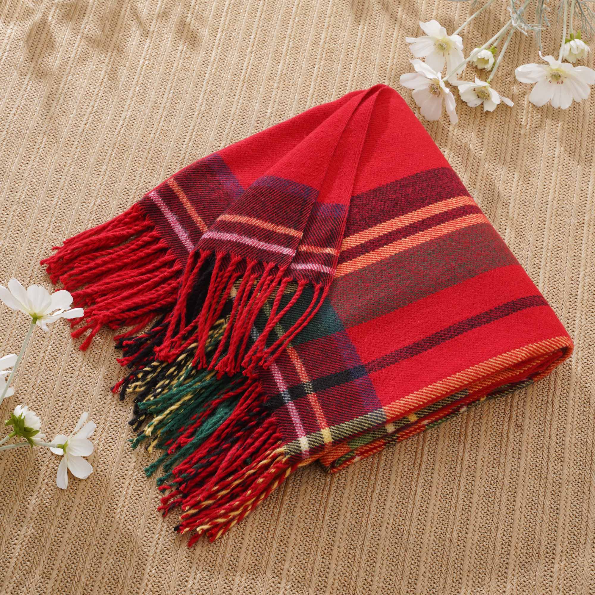 Christmas Red Plaid Throw