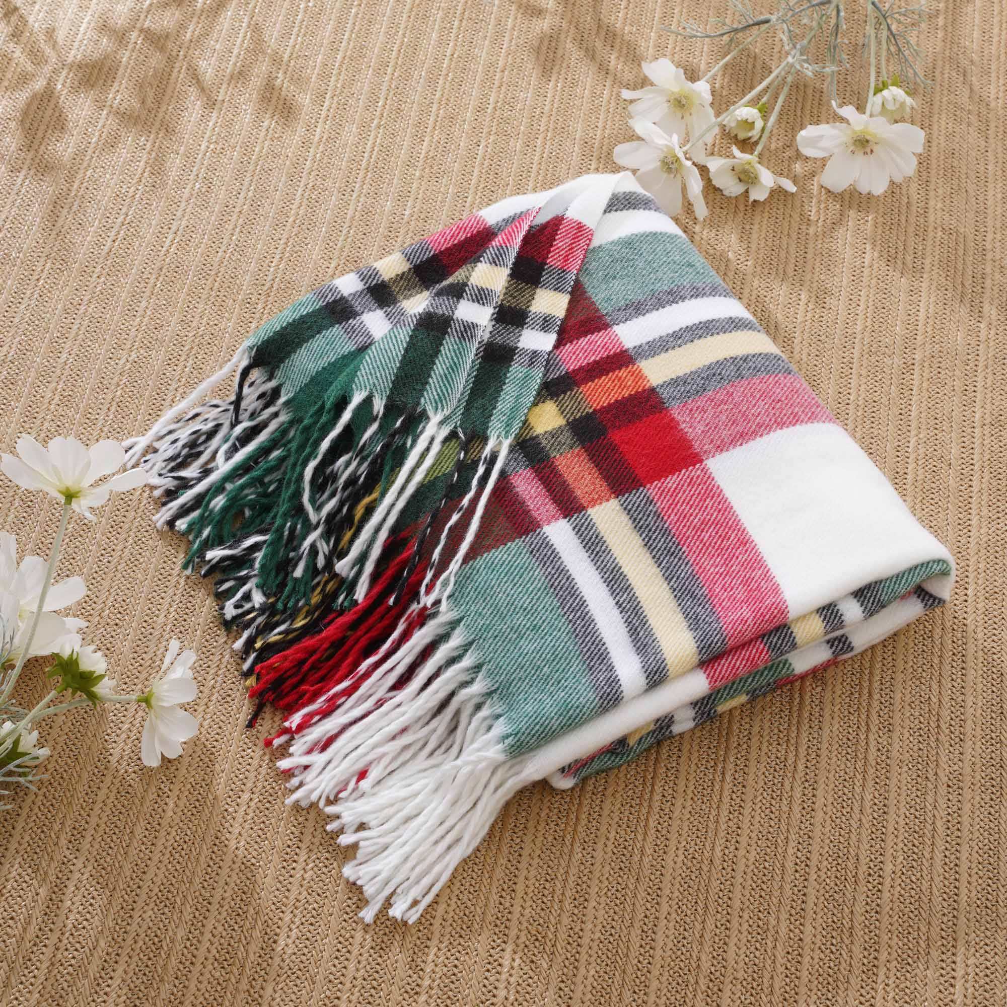 Red-Green Plaid Throw