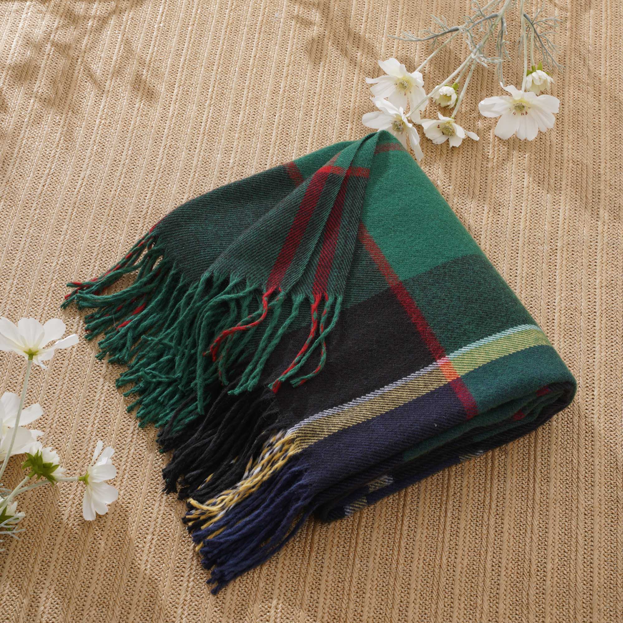 Forest-Green Plaid Throw