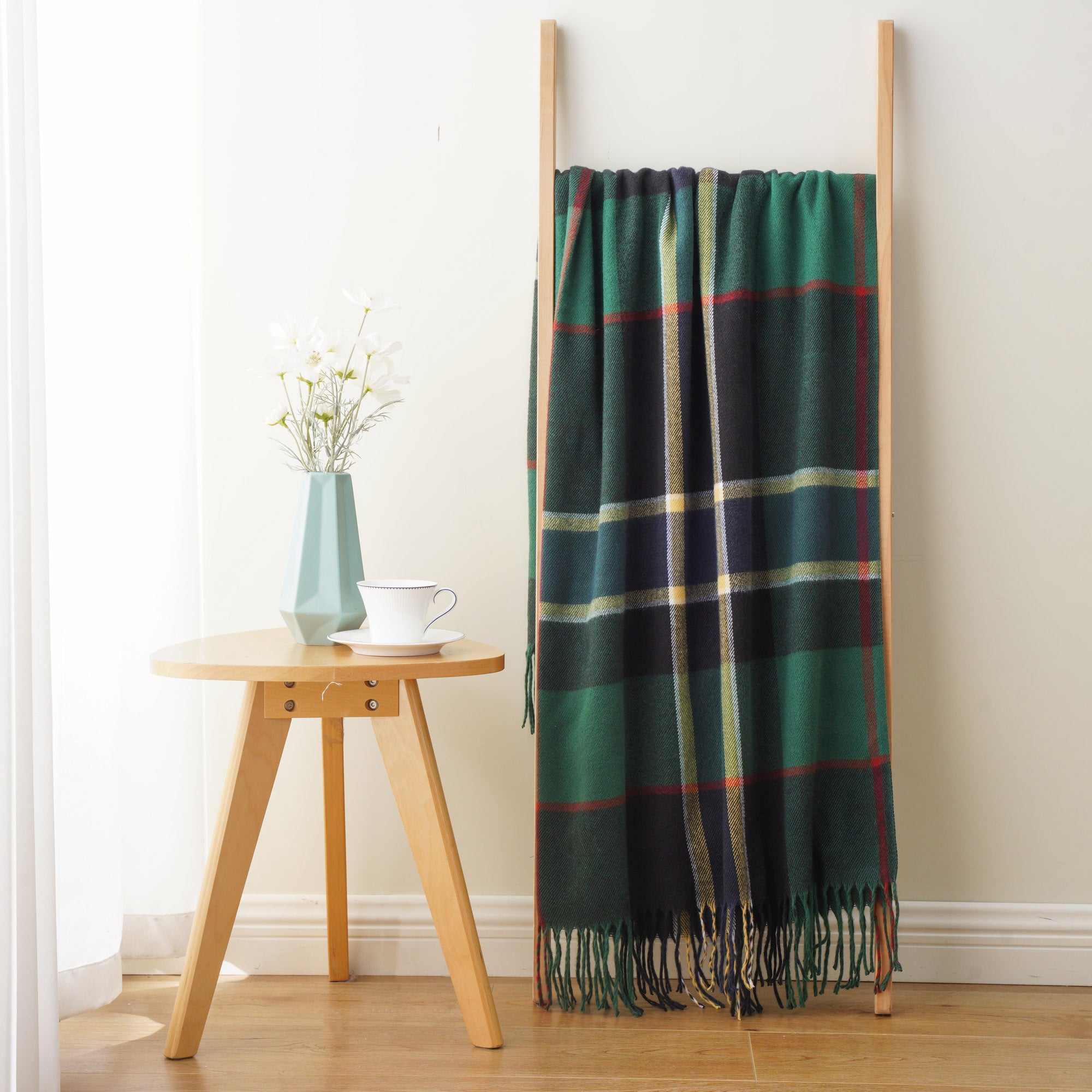 Forest-Green Plaid Throw