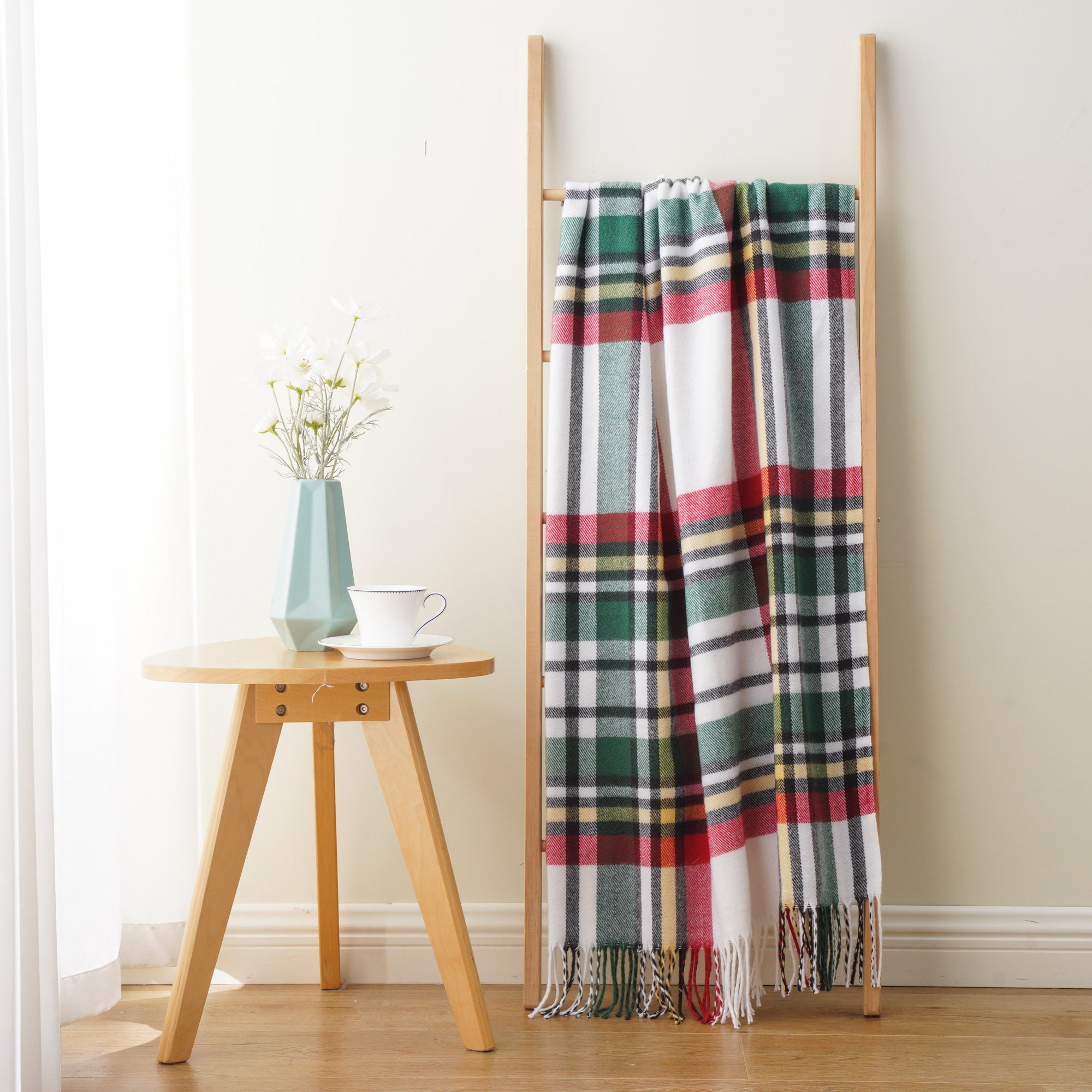 Red-Green Plaid Throw