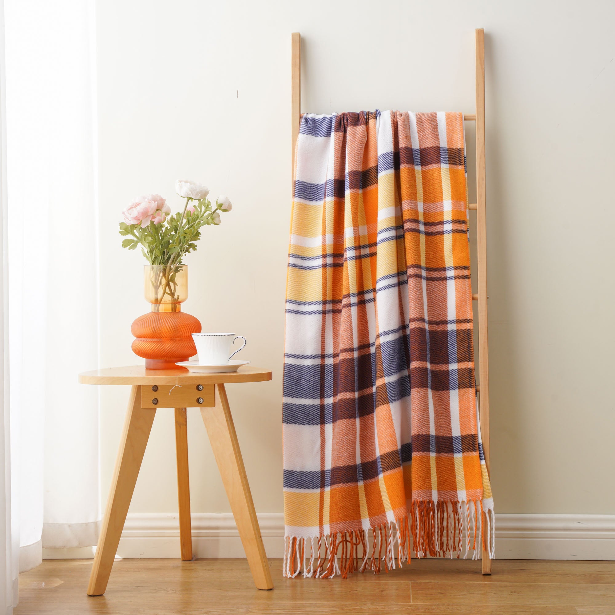 Harvest-Rust Plaid Throw