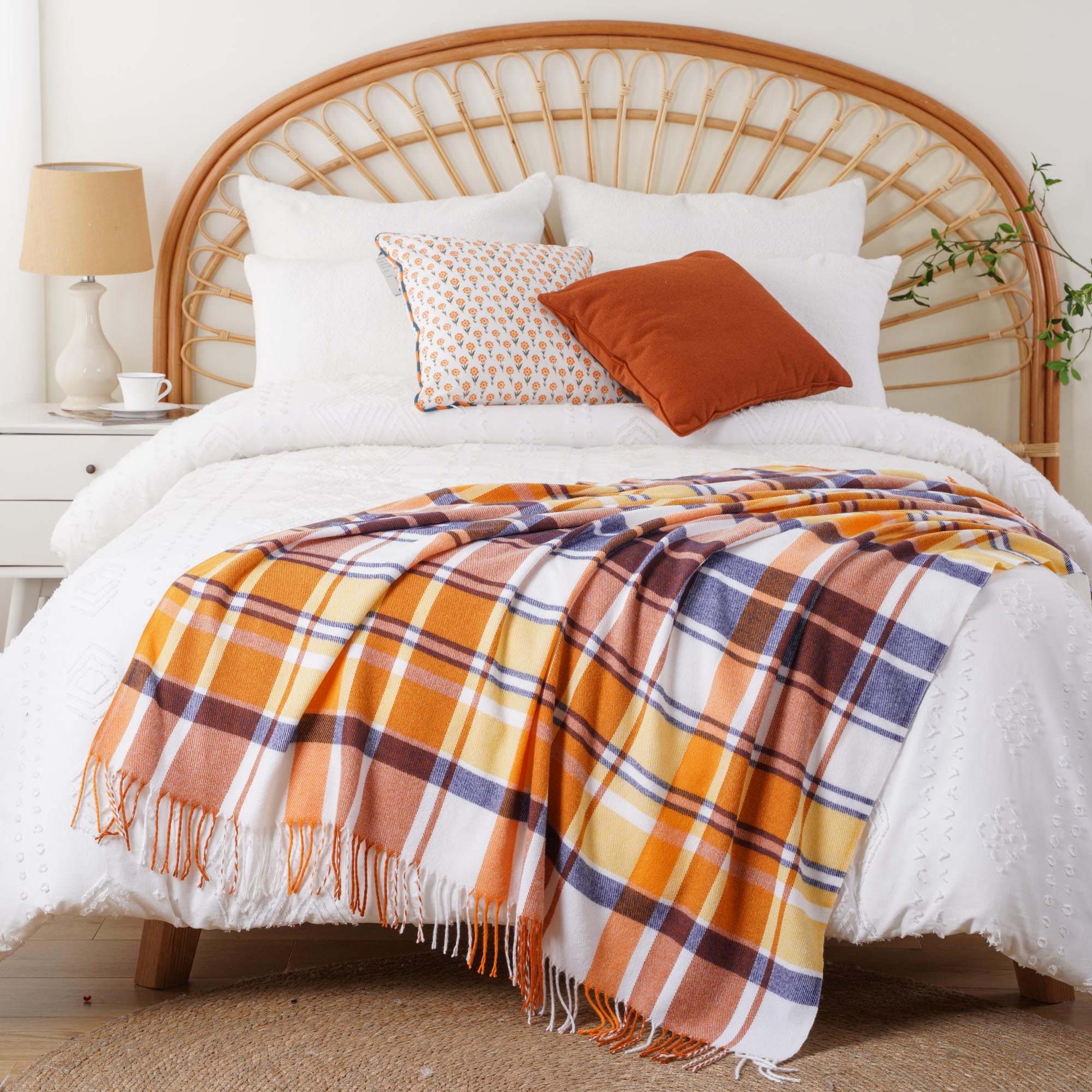 Harvest-Rust Plaid Throw