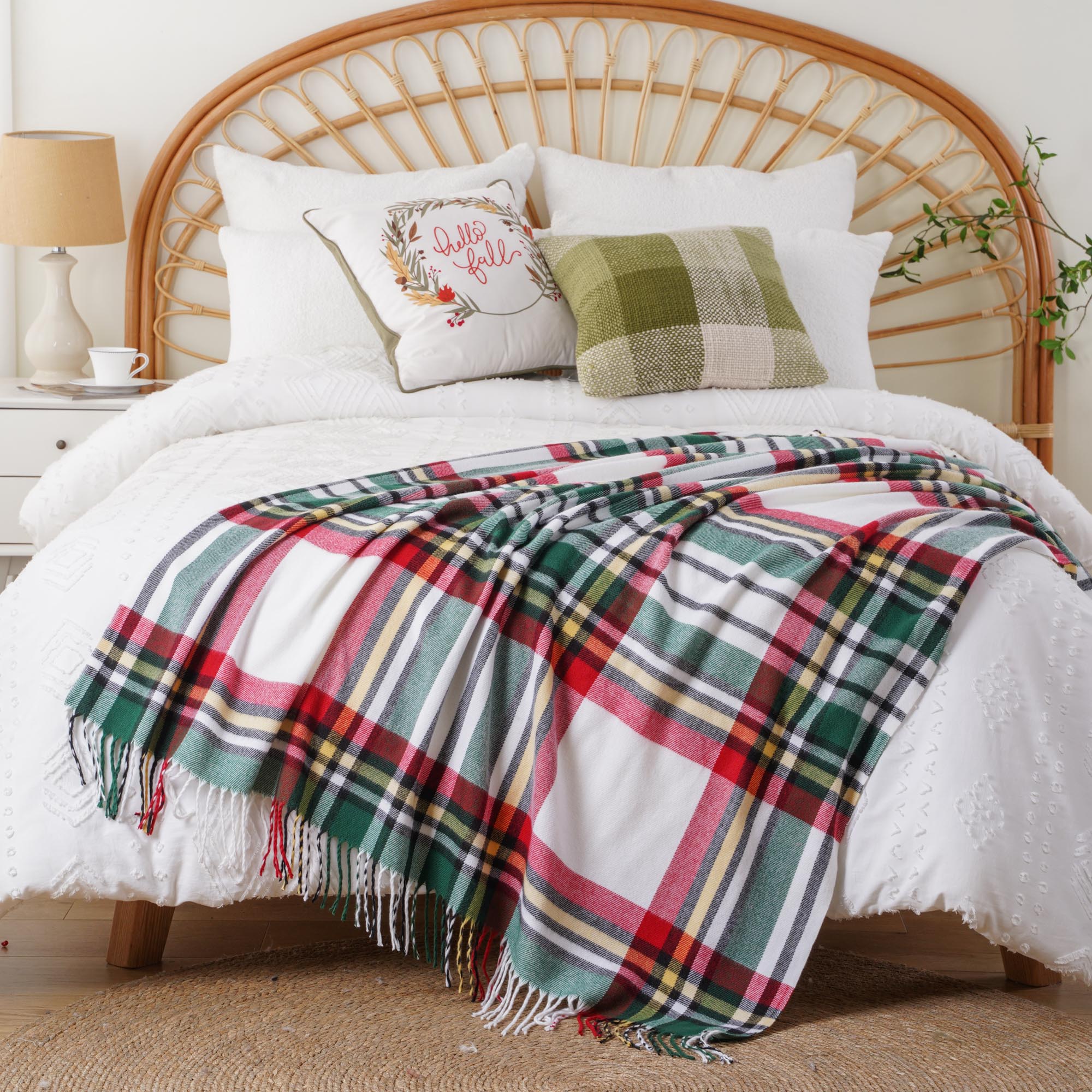 Red-Green Plaid Throw