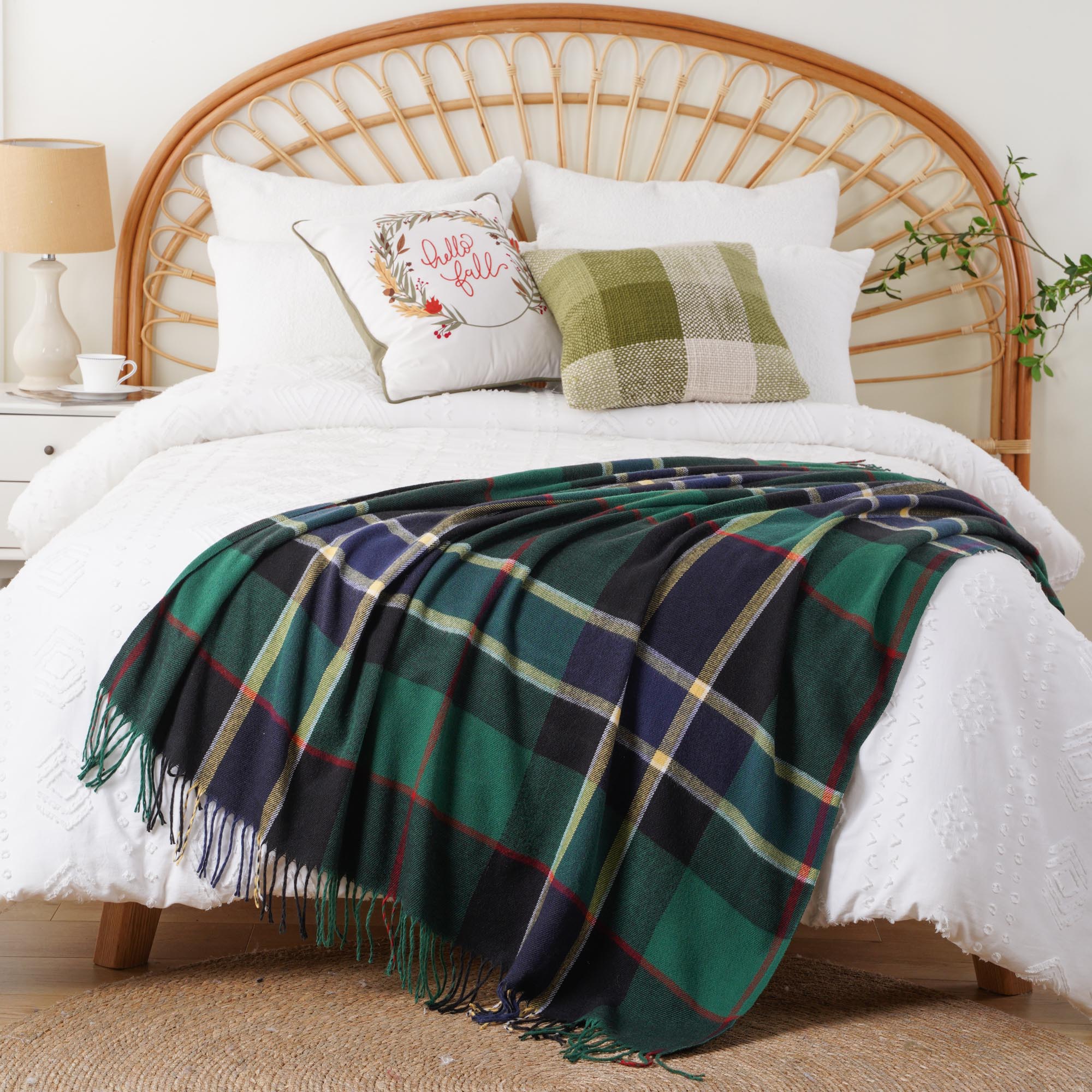Forest-Green Plaid Throw
