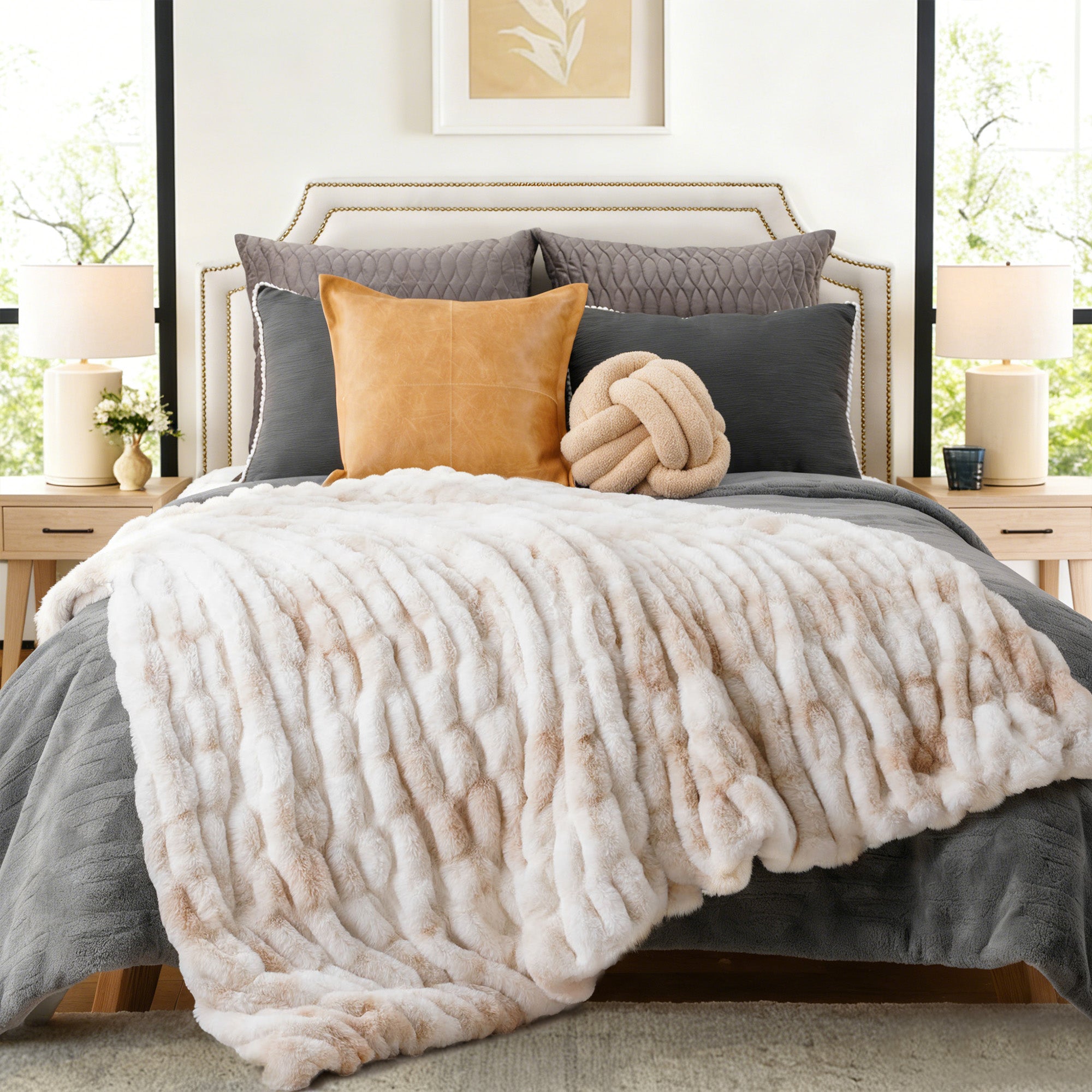 Faux Fur Ruched Blanket