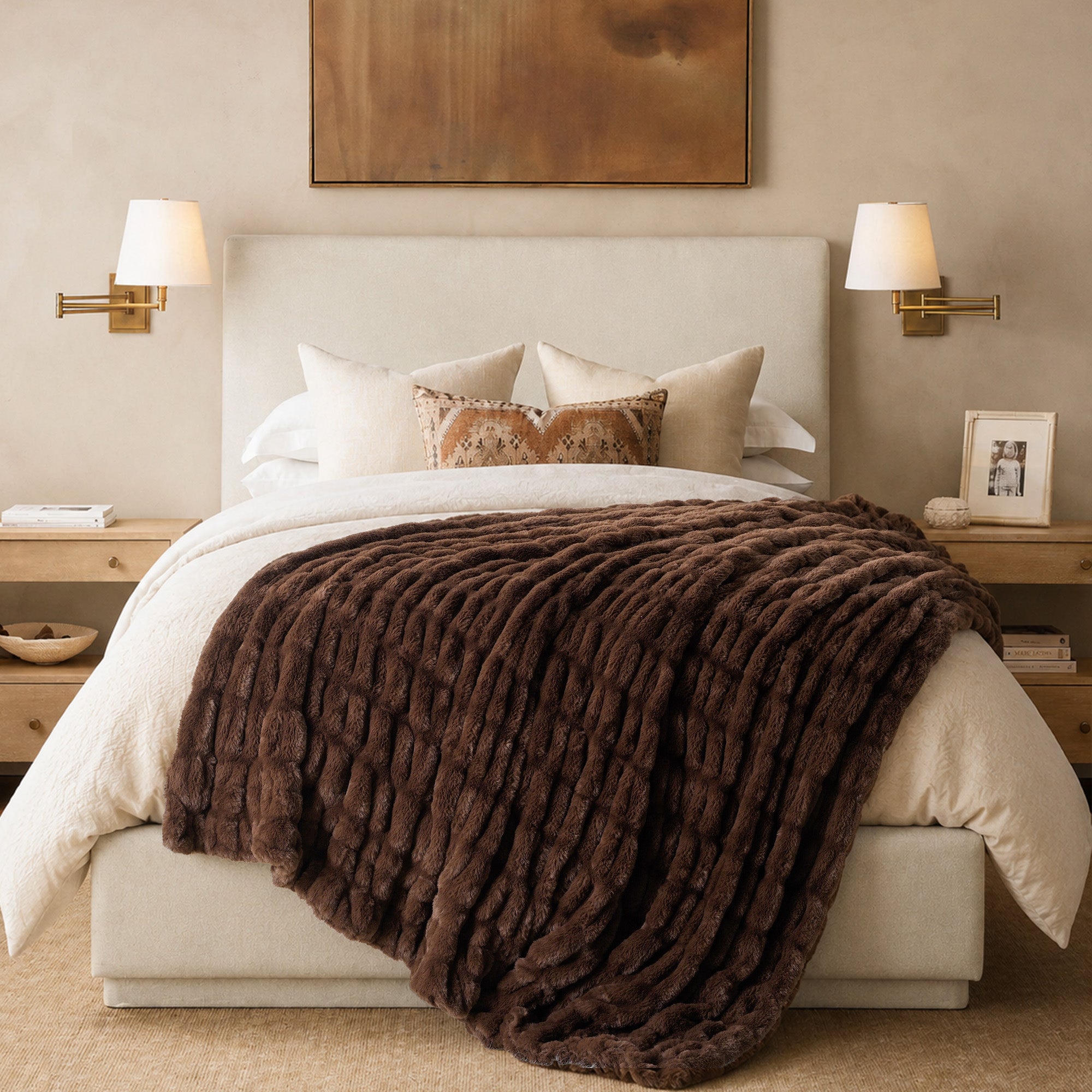 Faux Reversible Rabbit Fur Blanket
