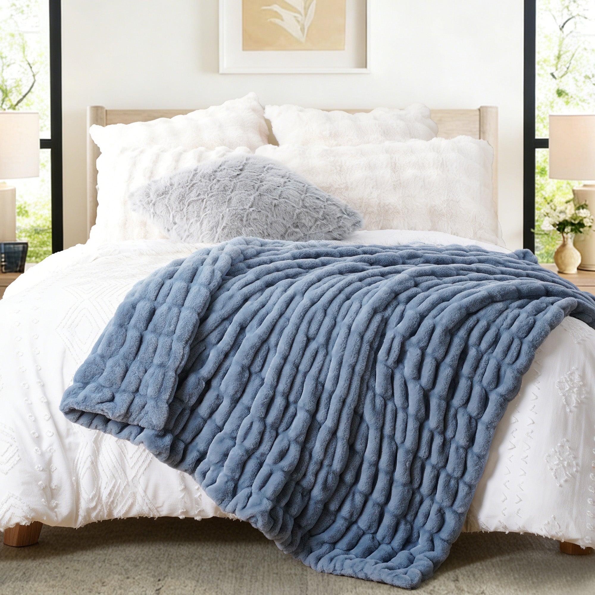 Faux Reversible Rabbit Fur Blanket