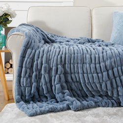 Faux Reversible Rabbit Fur Blanket