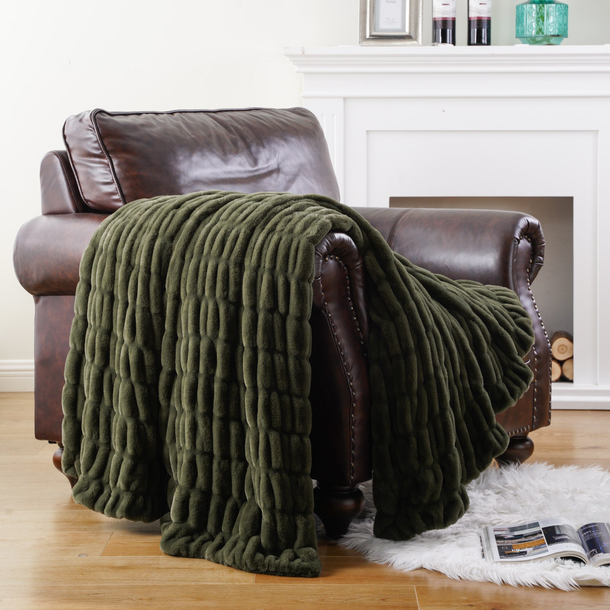 Faux Reversible Rabbit Fur Blanket