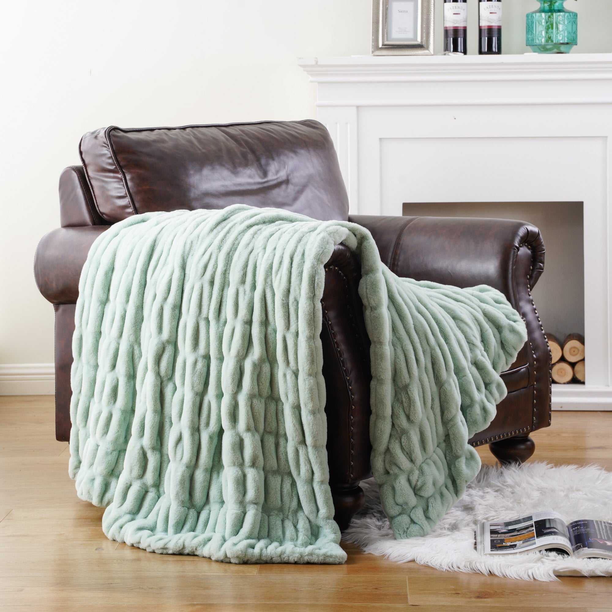 Faux Reversible Rabbit Fur Blanket