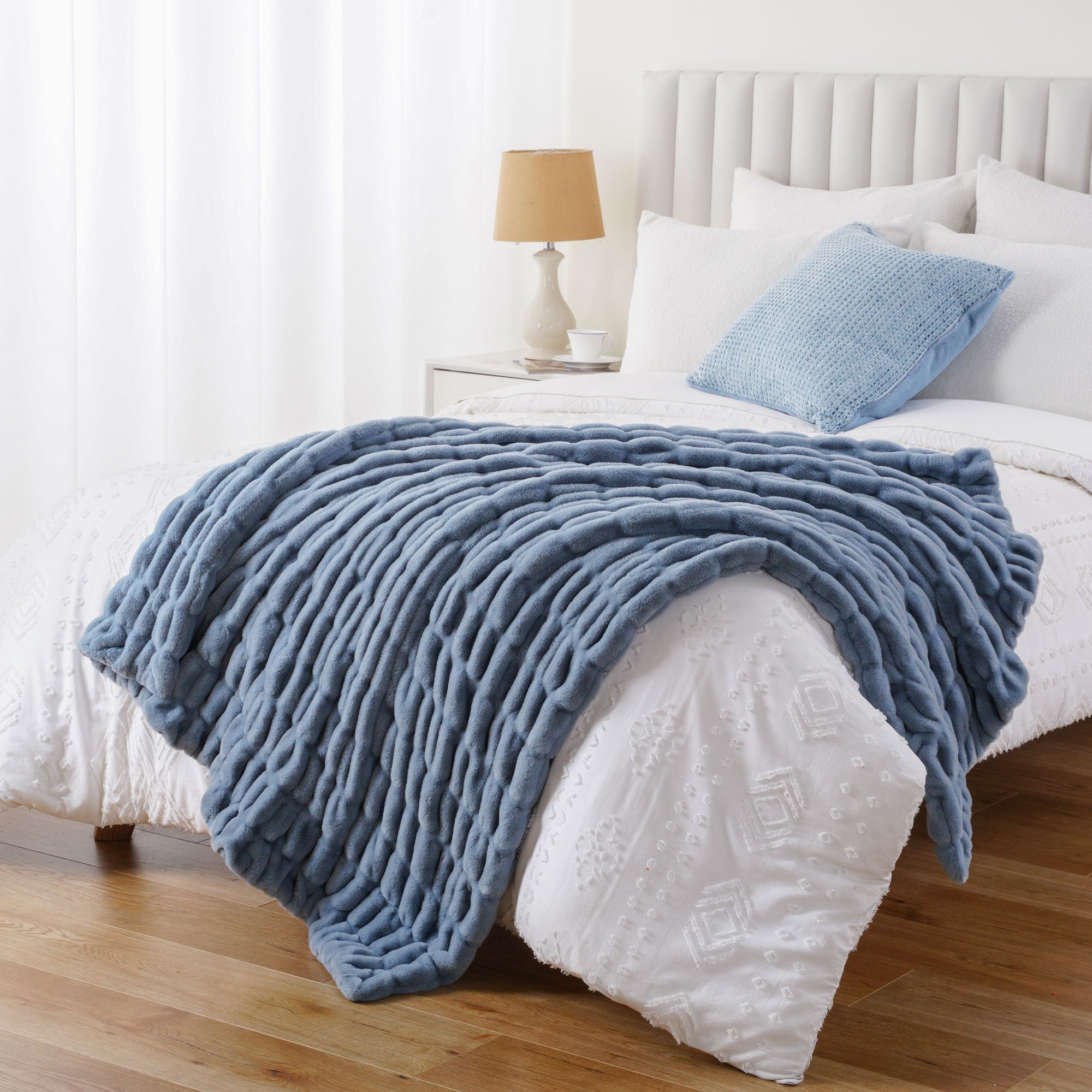 Faux Reversible Rabbit Fur Blanket