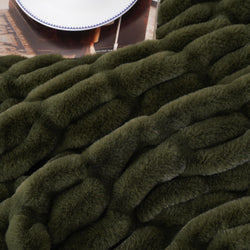 Faux Reversible Rabbit Fur Blanket