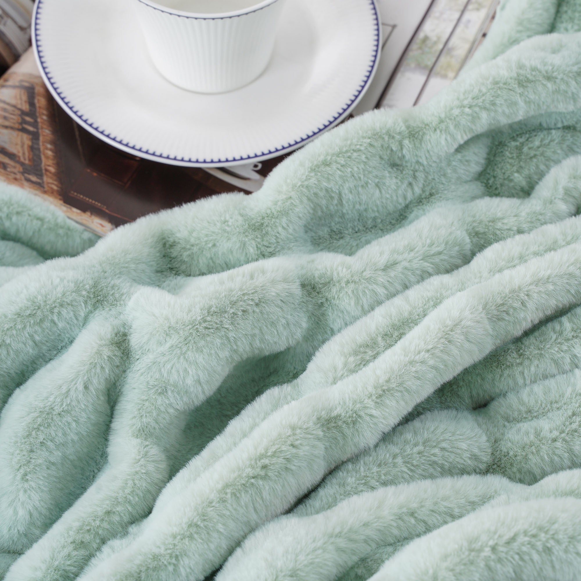 Faux Reversible Rabbit Fur Blanket