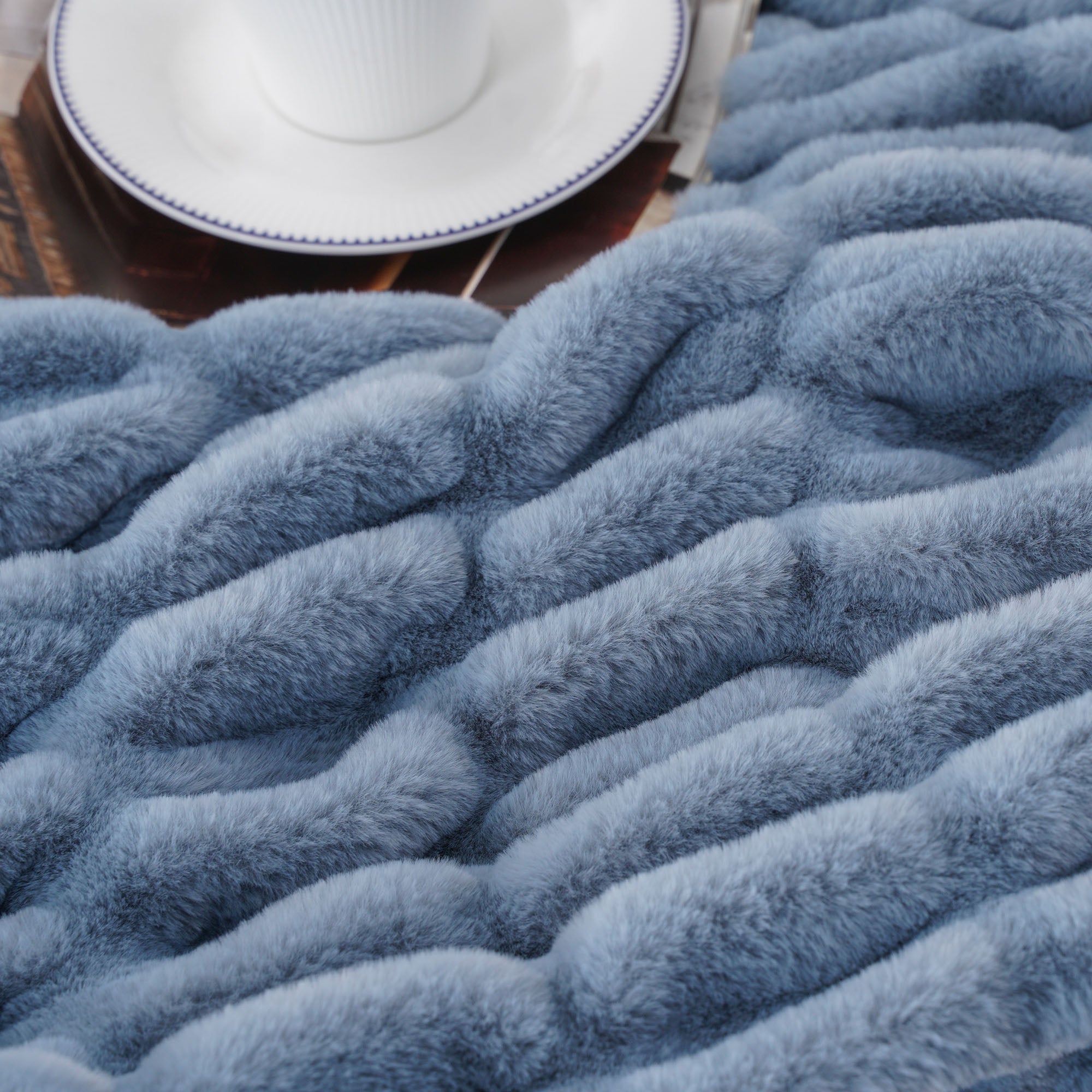Faux Reversible Rabbit Fur Blanket