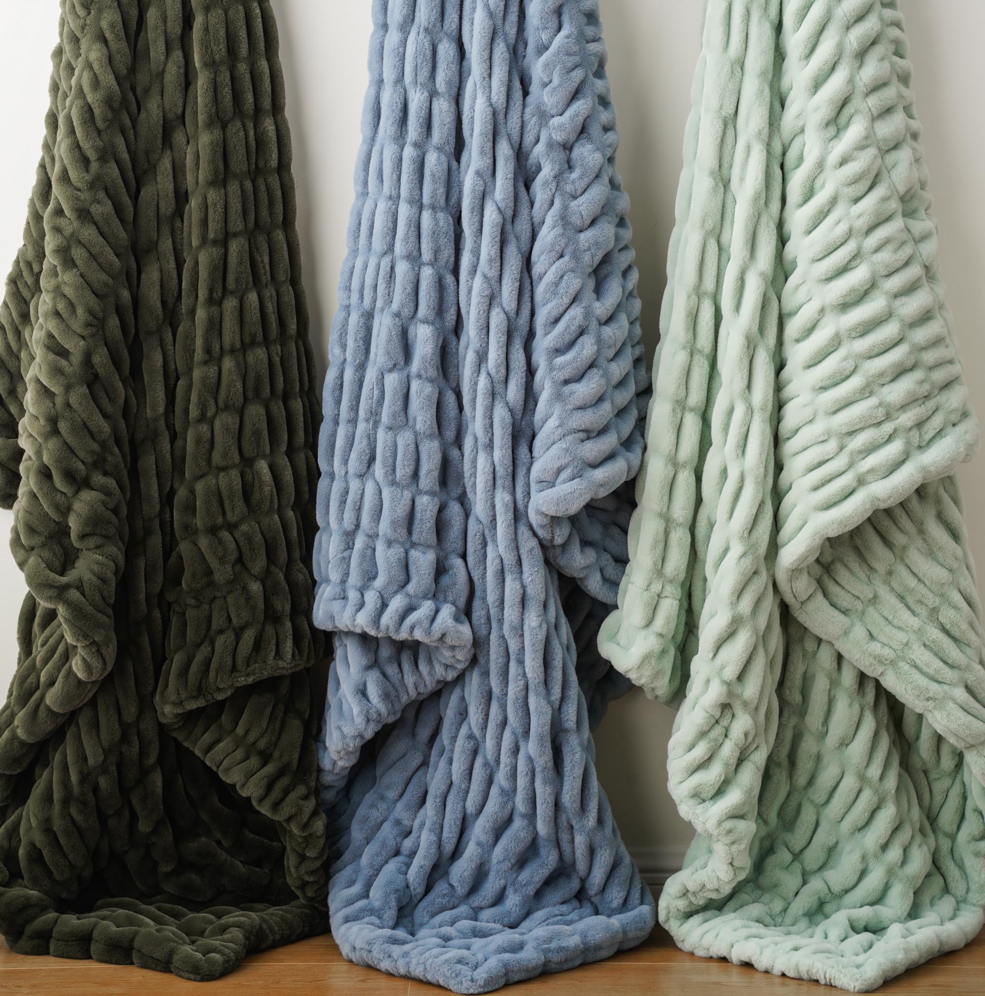 Faux Reversible Rabbit Fur Blanket