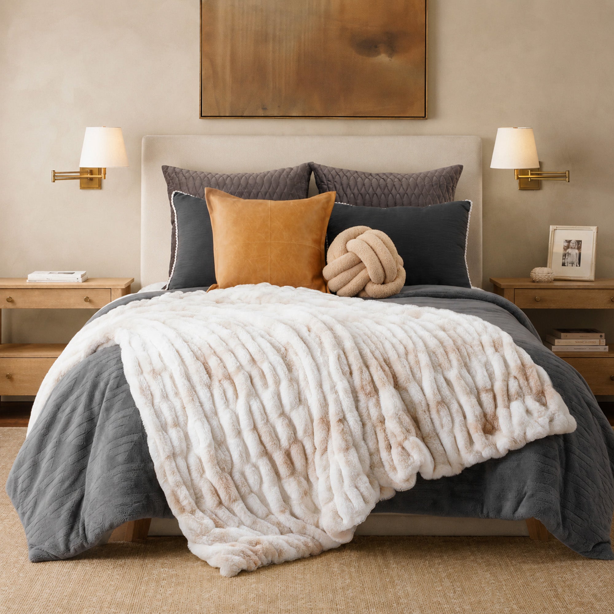 Faux Fur Ruched Blanket
