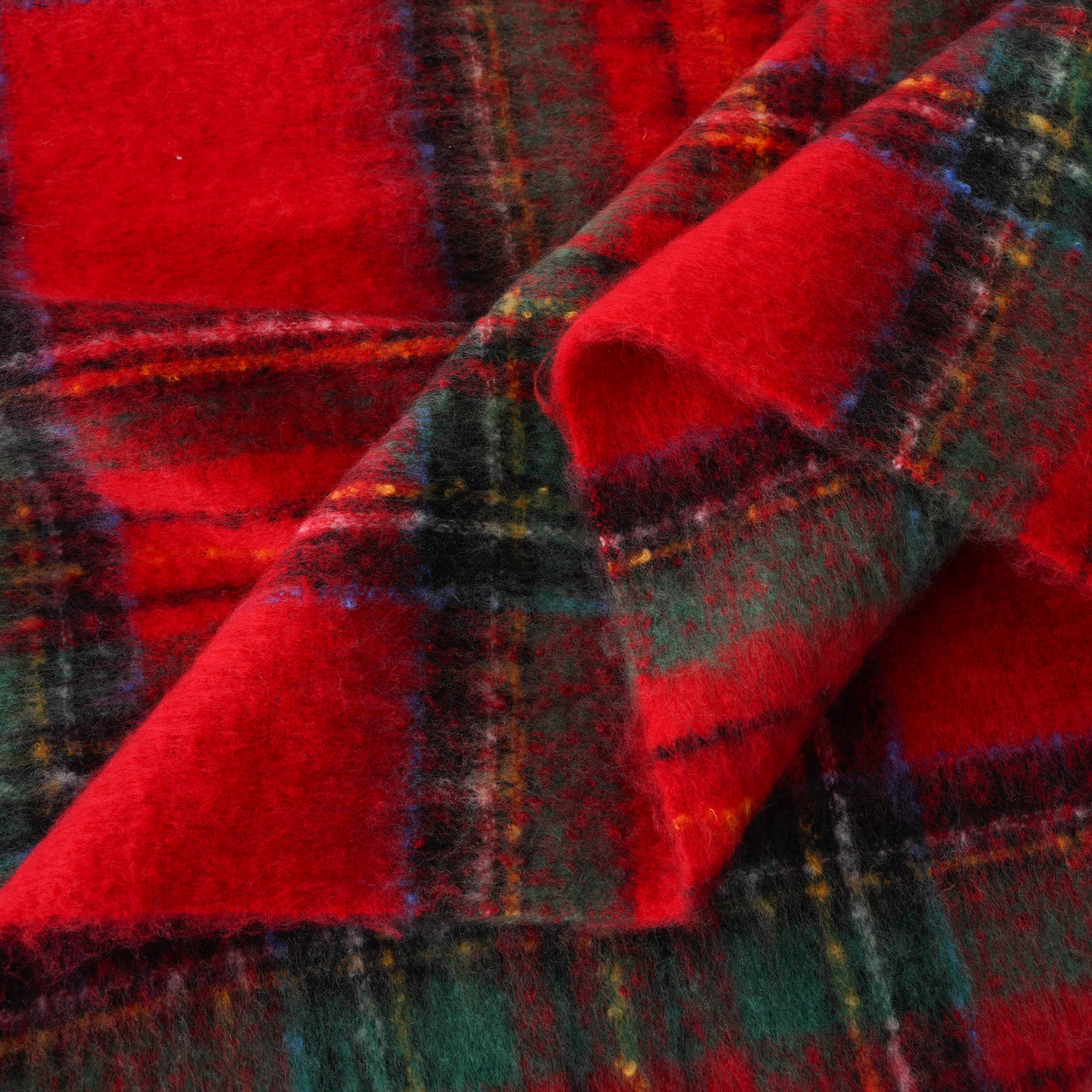 Christmas-Red Mohair Plaid Blanket