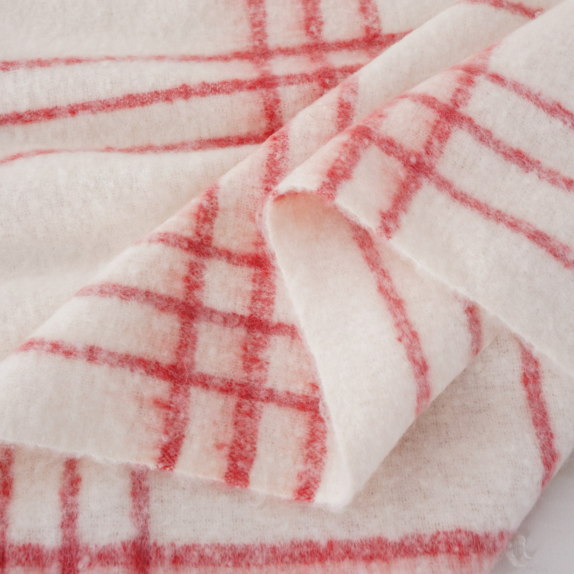 Red-Stripe Mohair Plaid Blanket