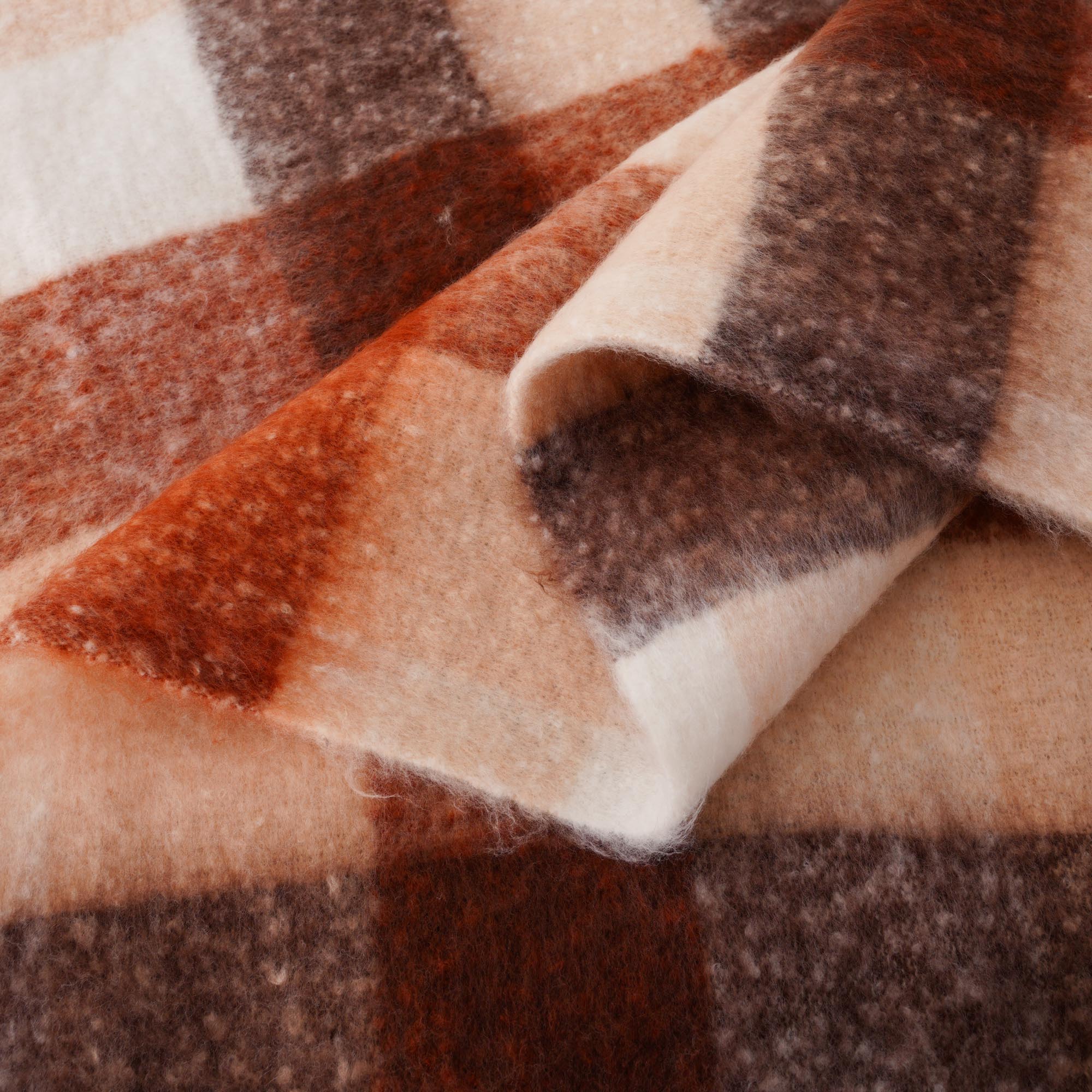 Rust Mohair Plaid Blanket