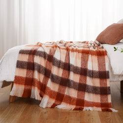 Rust Mohair Plaid Blanket