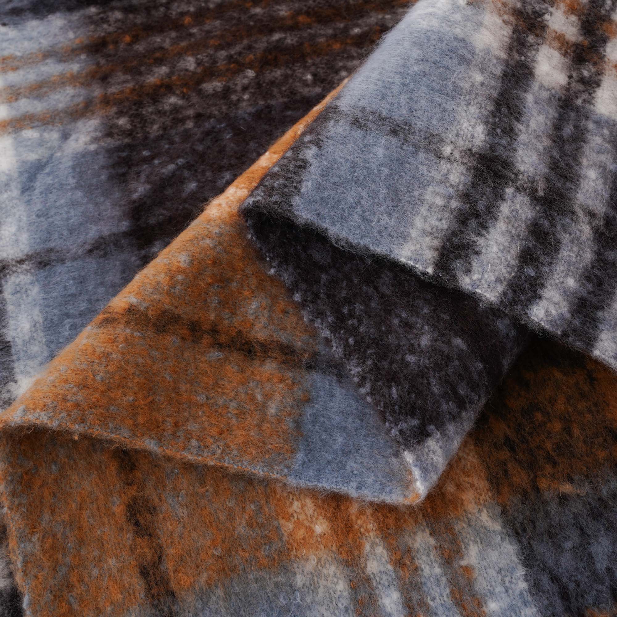 Bluish-Grey Mohair Plaid Blanket