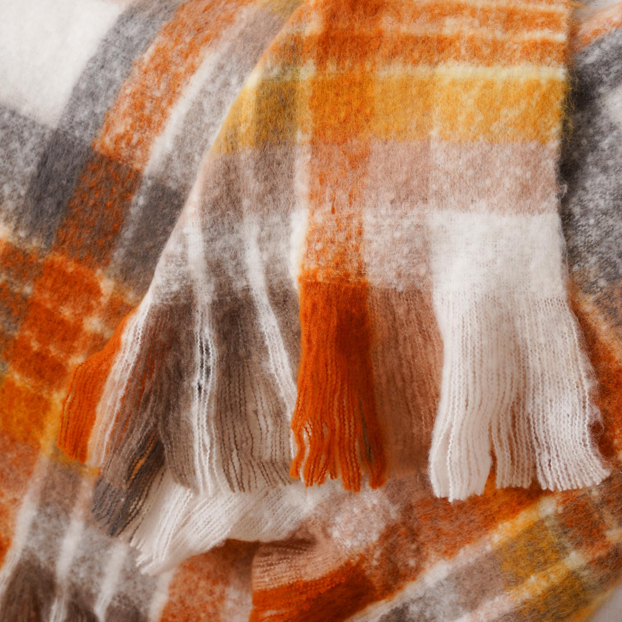 Yellow Mohair Plaid Blanket