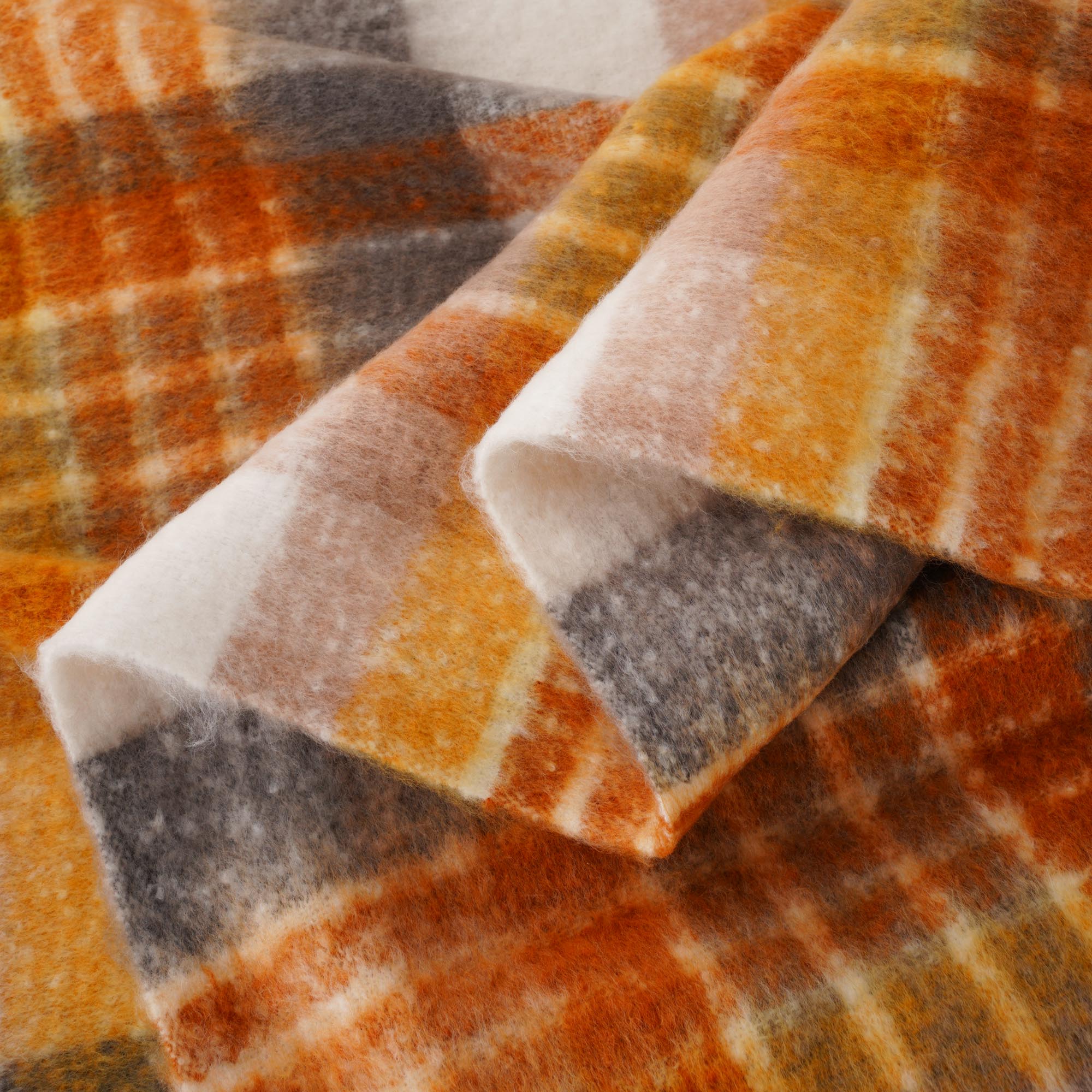 Yellow Mohair Plaid Blanket