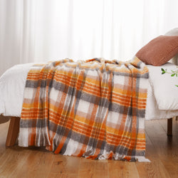 Yellow Mohair Plaid Blanket