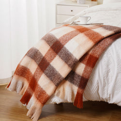 Rust Mohair Plaid Blanket