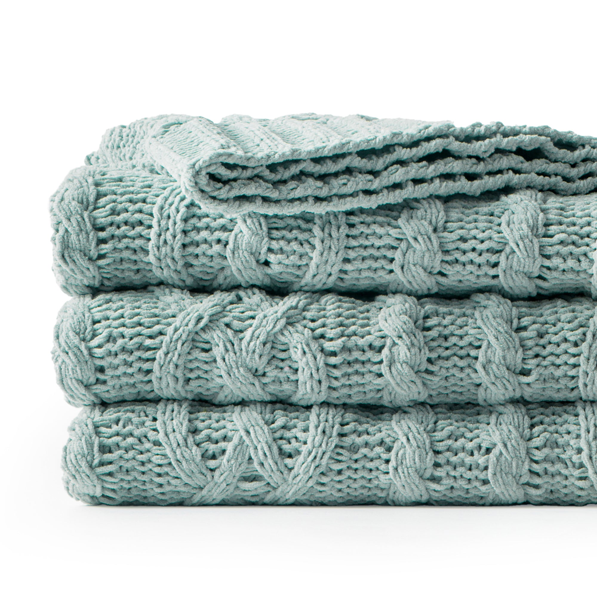 Chenille Cable Knit Throw Blanket